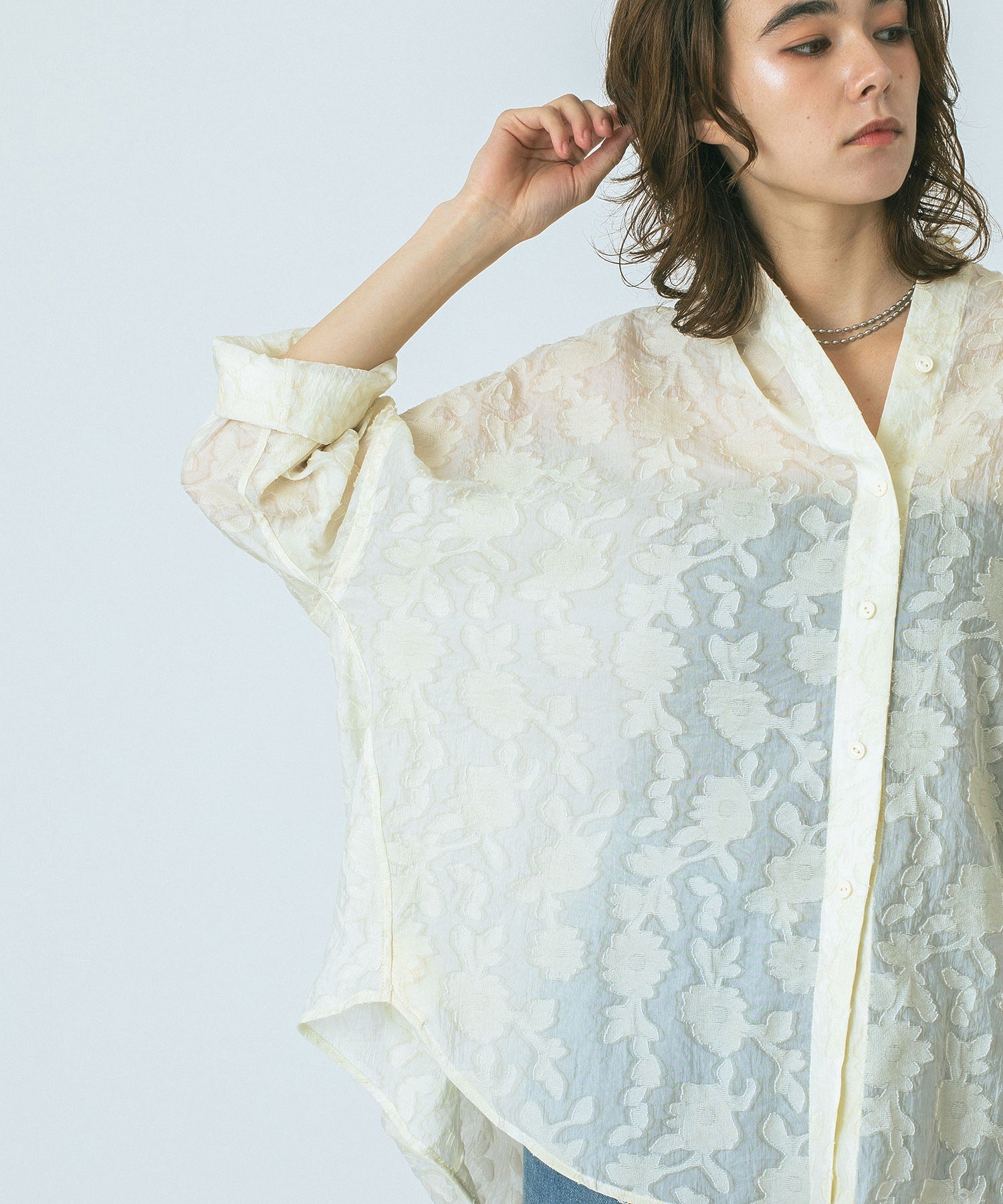 GENE HEAVENS/SHEER LACE WRAP SHIRT