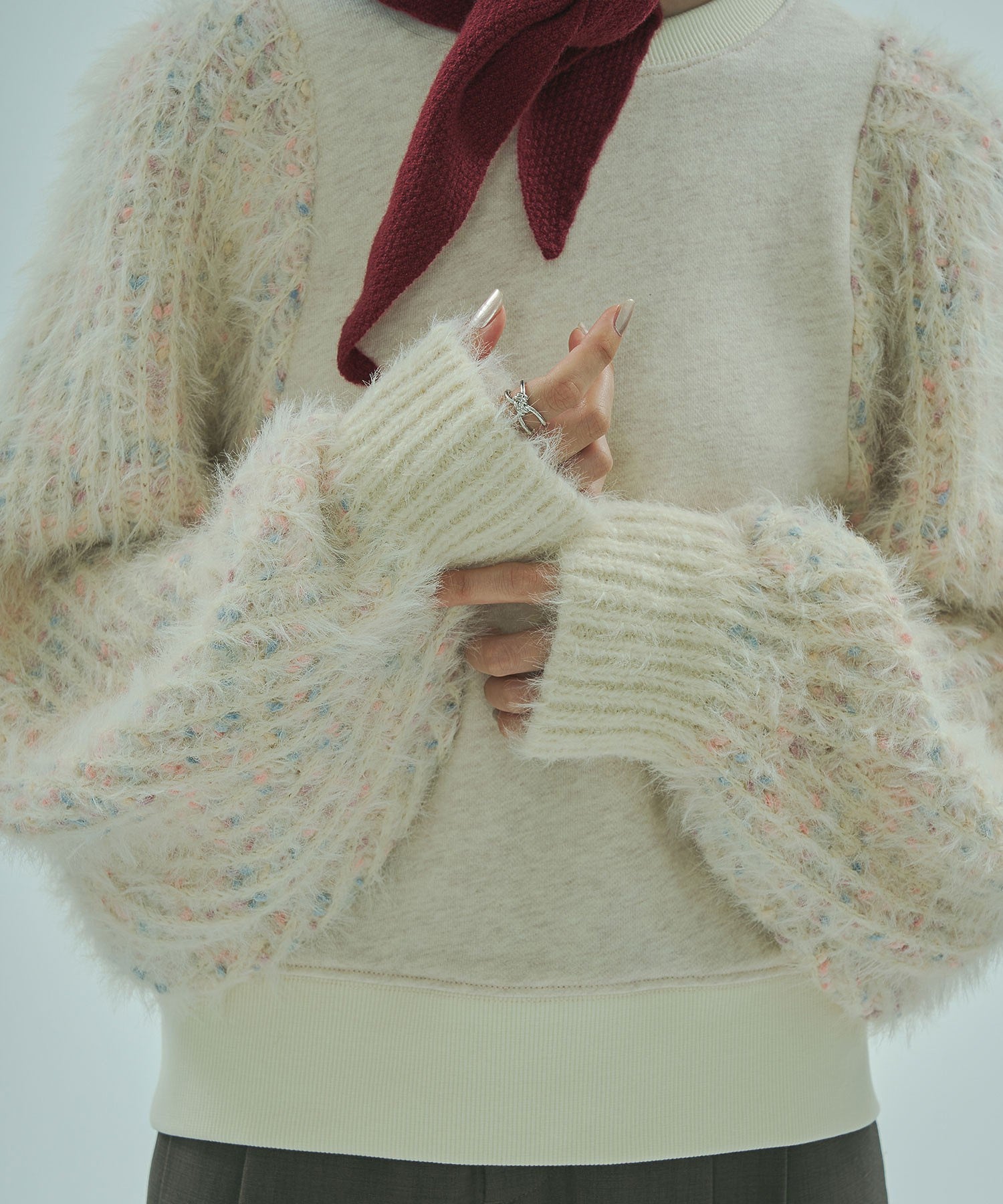 mici/KNIT VOLUME SLEEVES TOP