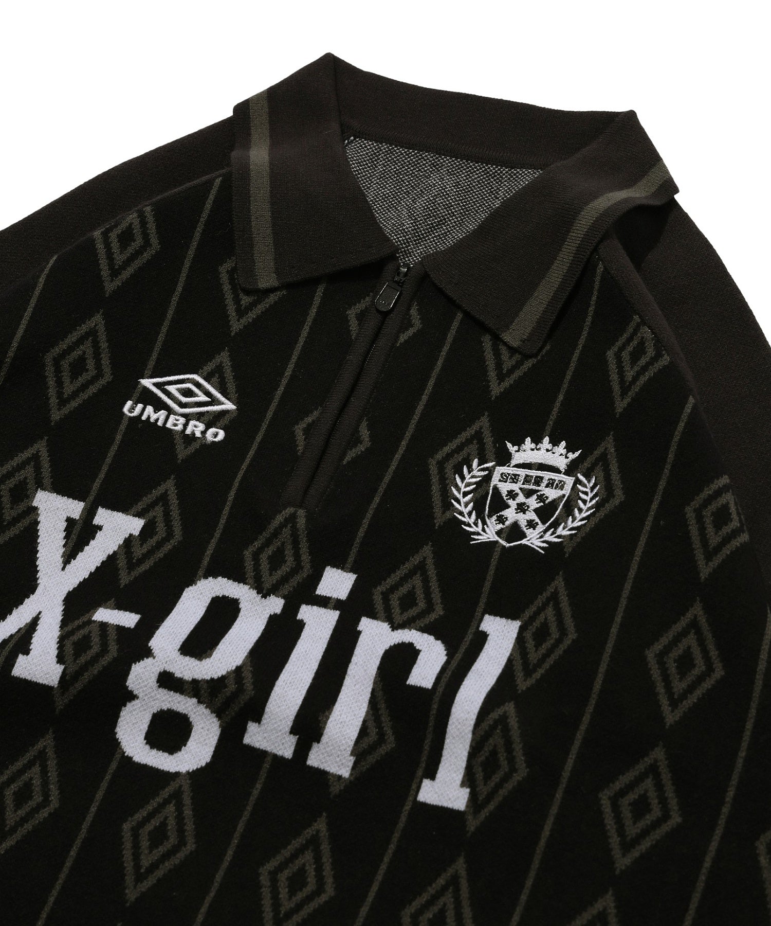 X-girl x UMBRO HALF ZIP JACQUARD KNIT TOP