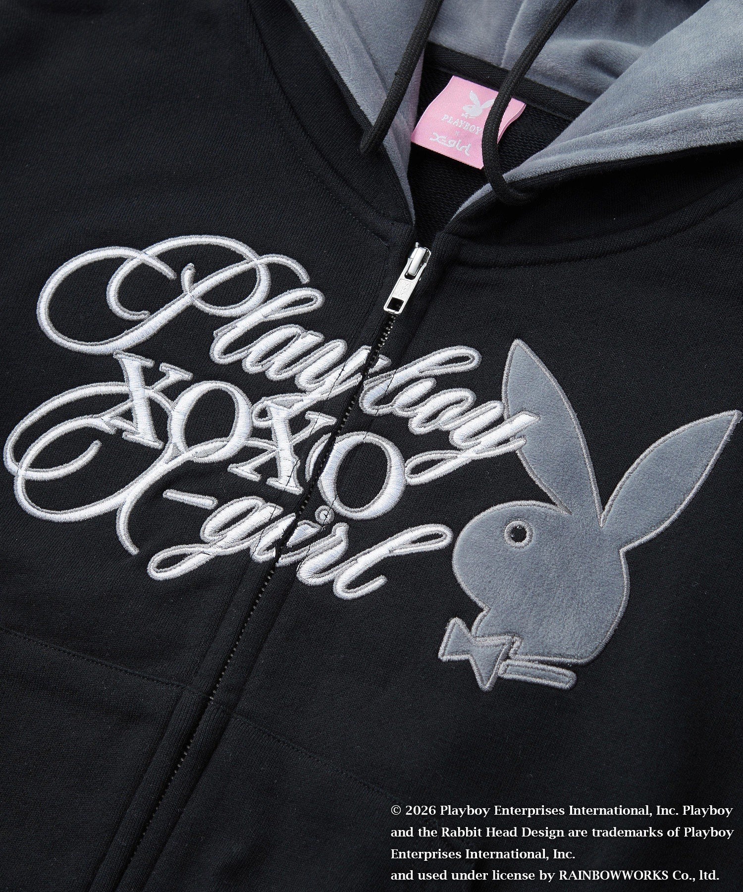 PLAYBOY × X-girl COMPACT ZIP UP SWEAT HOODIE