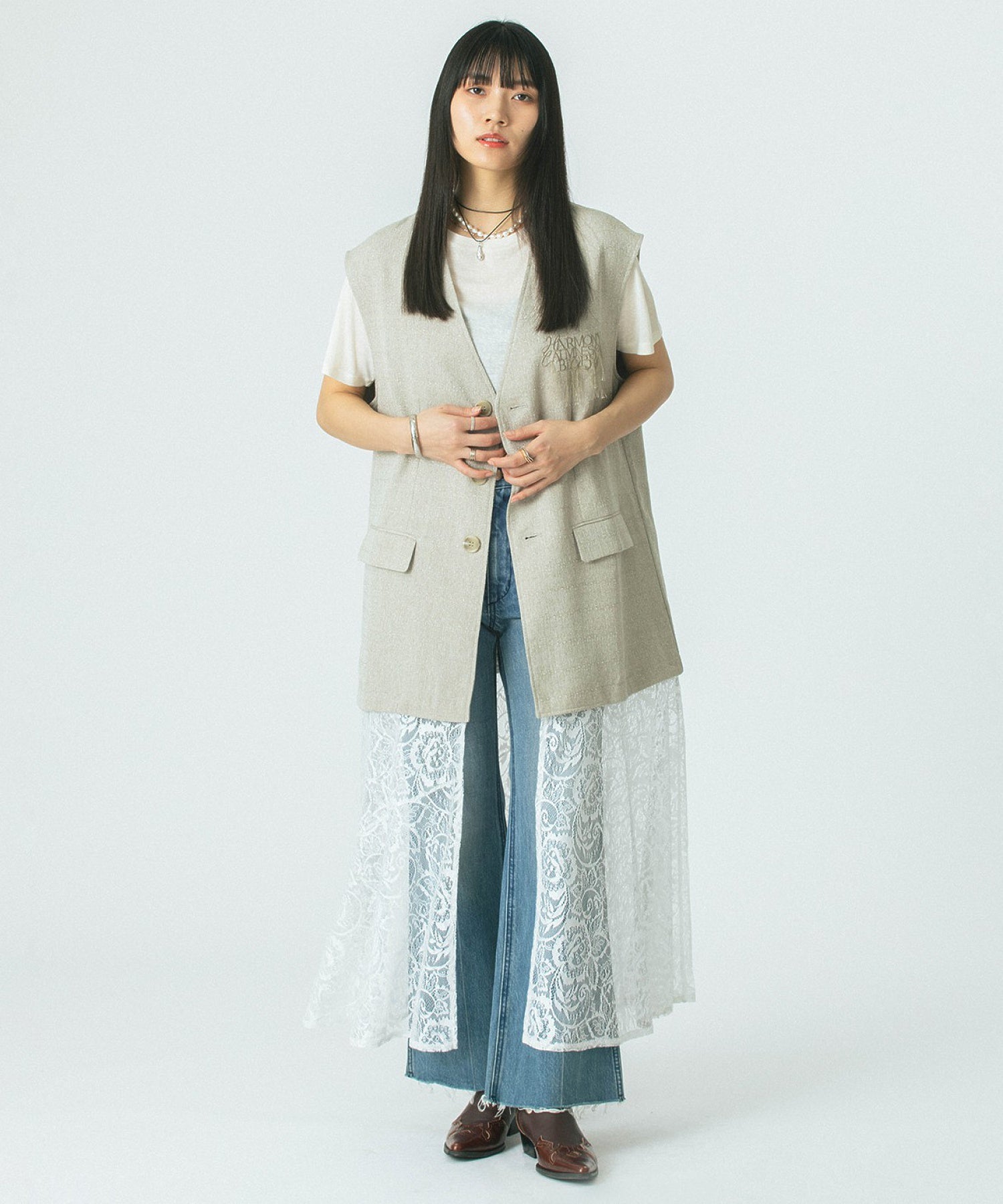 OKIRAKU×ROSE BUD/3WAY LACE SKIRT VEST DRESS