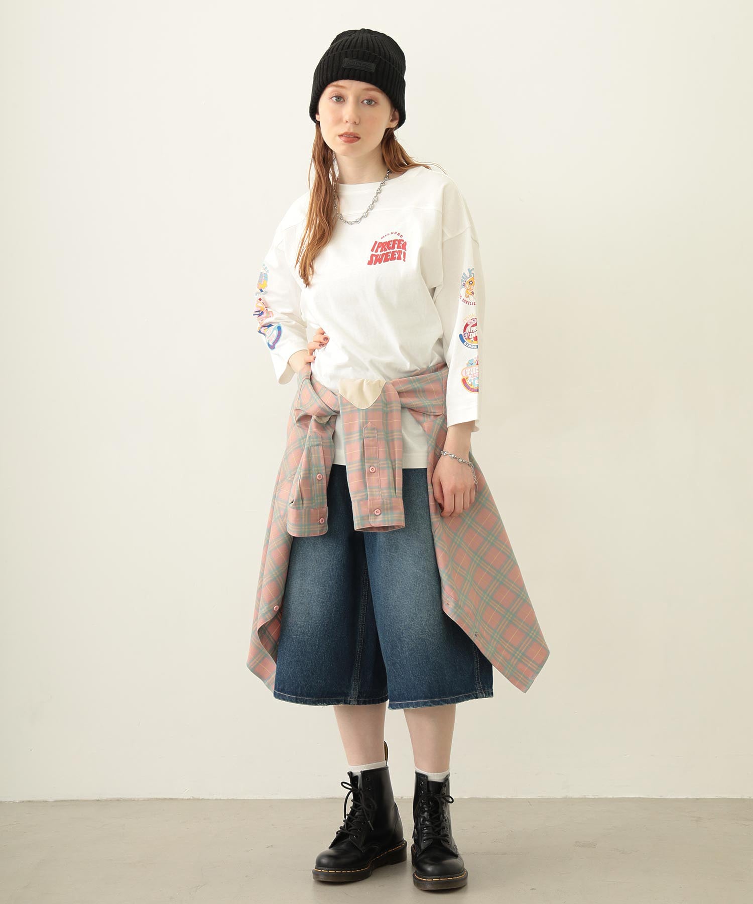 HEART ELBOW PATCH PLAID SHIRT