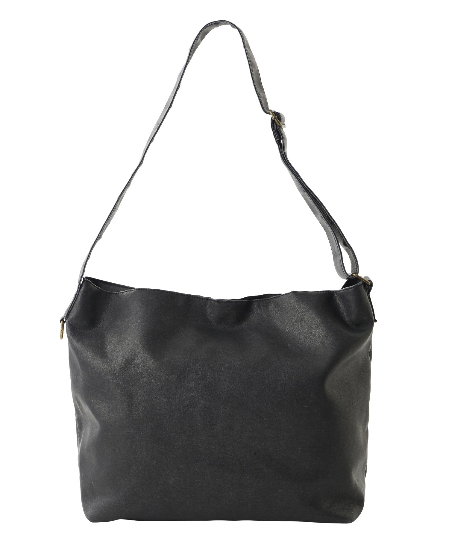 PATCHED LOGO FAUX LEATHER SHOULDER BAG