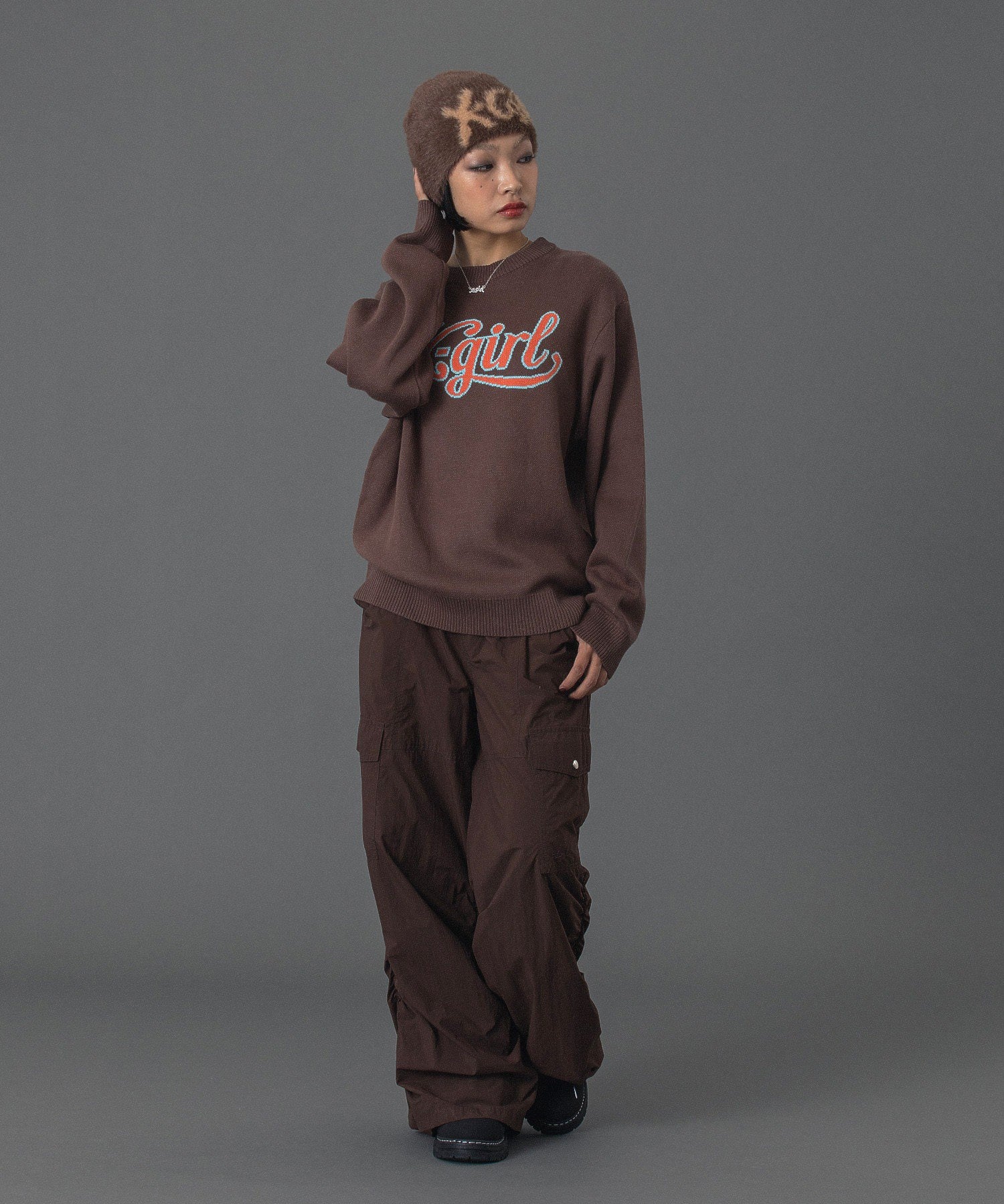 LETTERING LOGO JACQUARD KNIT TOP