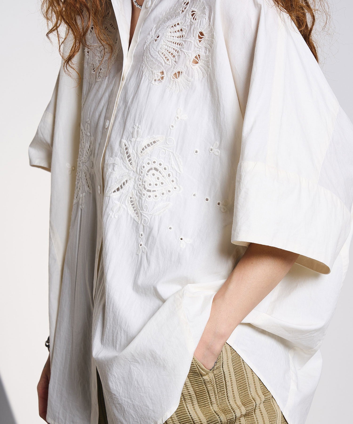 HLAADA for ROSEBUD/CUTWORK EMBROIDERY SHORT SLEEVE SHIRT