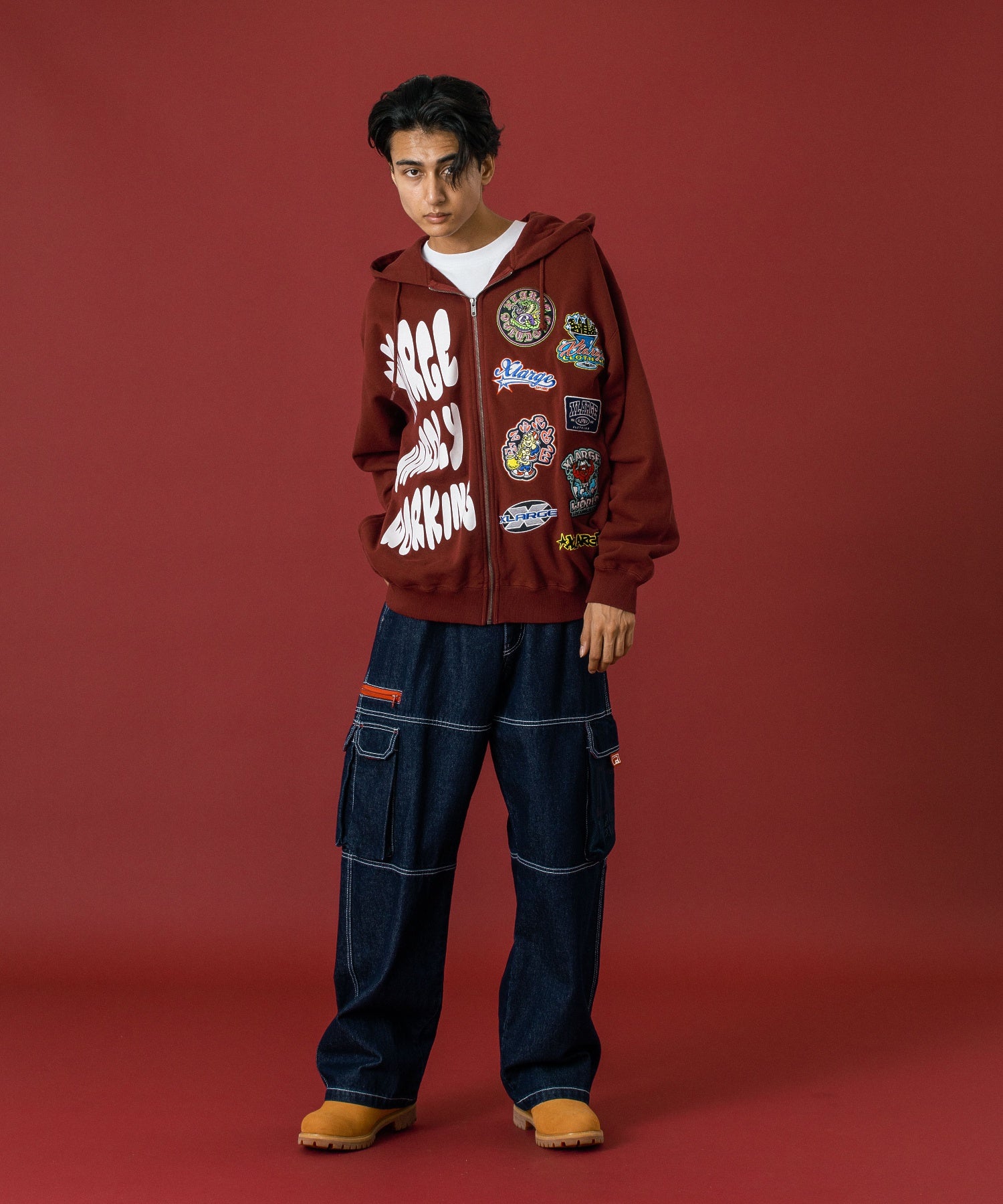 MULTI LOGO ZIP UP HOODED SWEATSHIRT