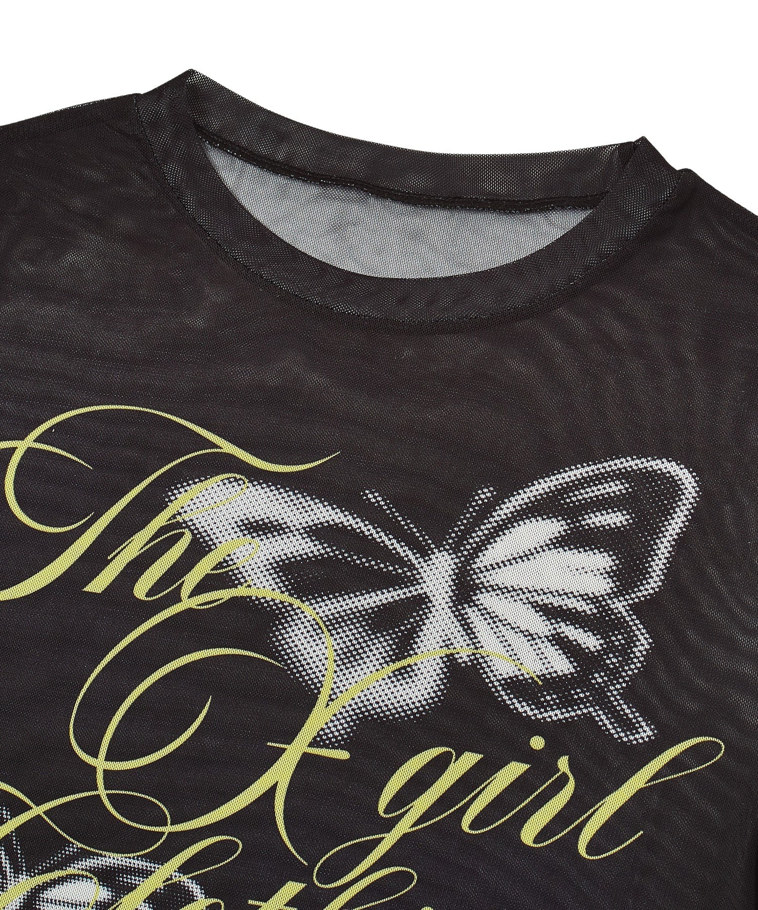 SCRIPT LOGO AND BUTTERFLY MESH S/S BABY TEE