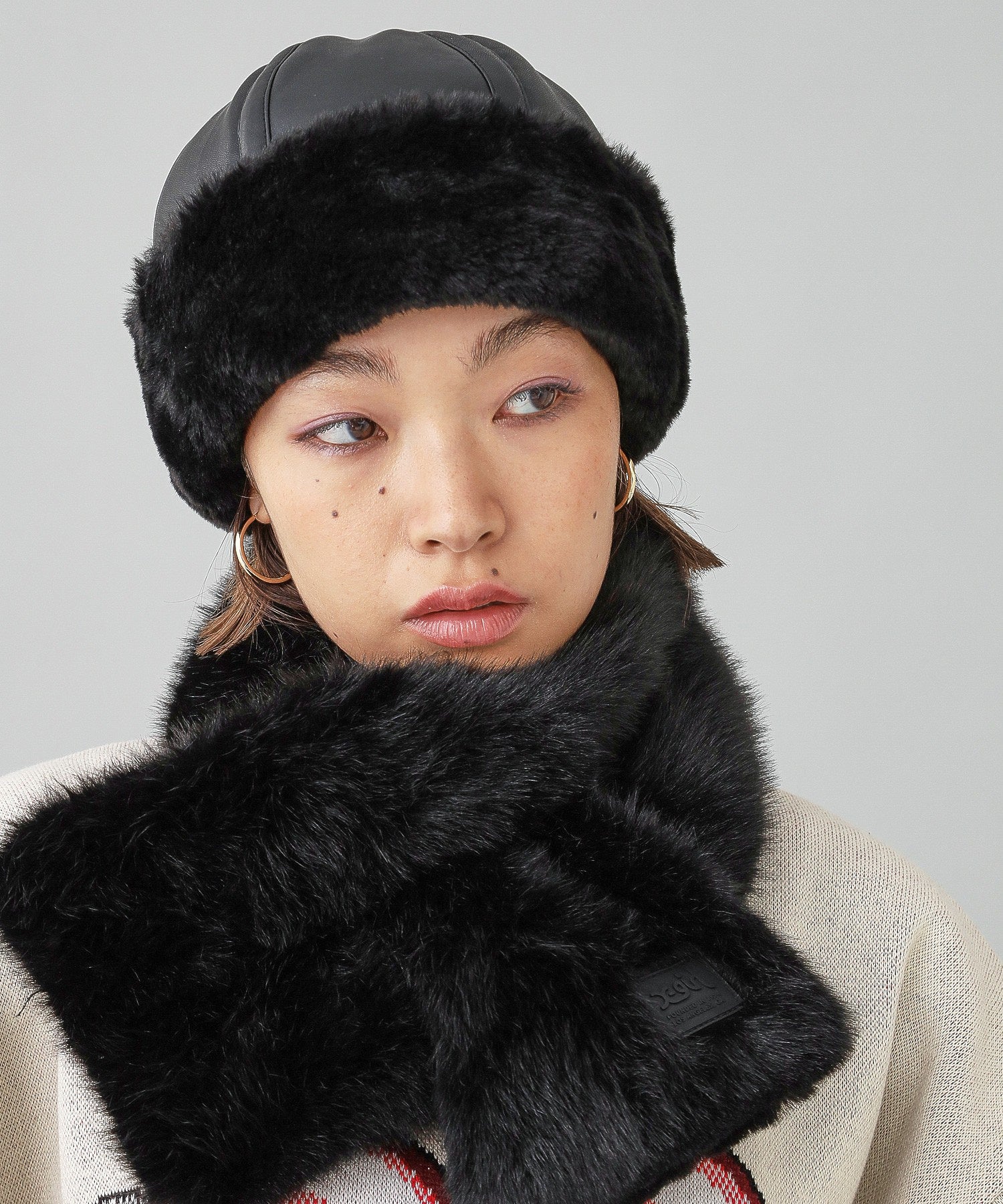 FAUX FUR BRIM HAT