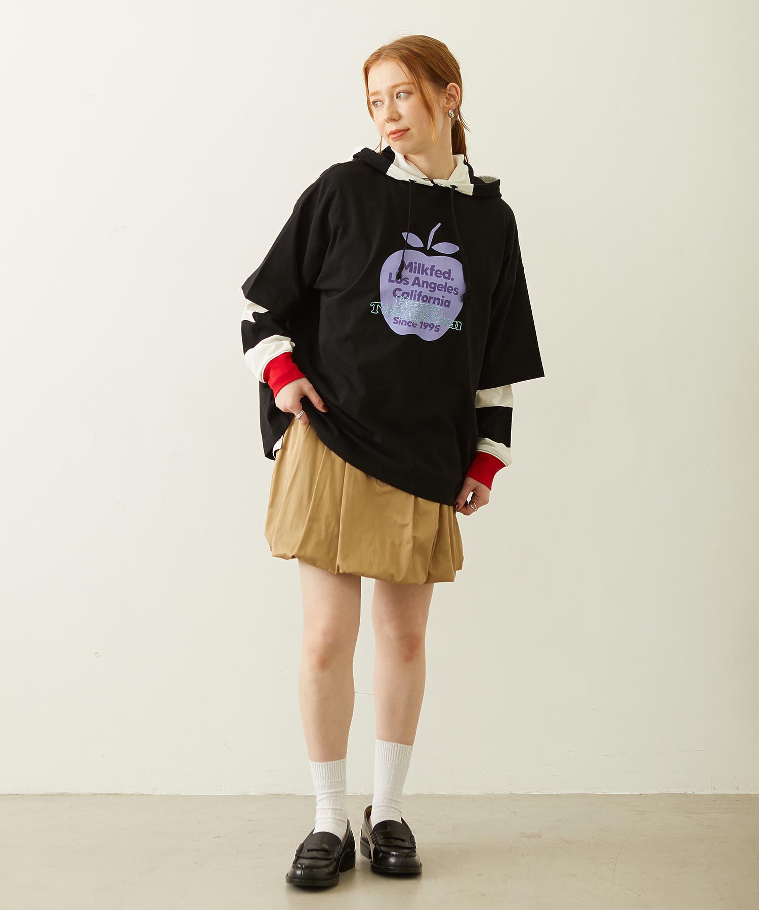 CONTRAST RIB STRIPED HOODED TOP