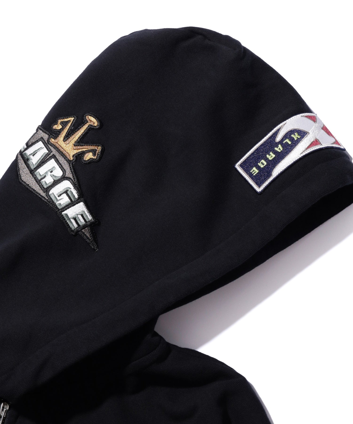 MULTI EMBLEM ZIP UP HOODED SWEATSHIRT