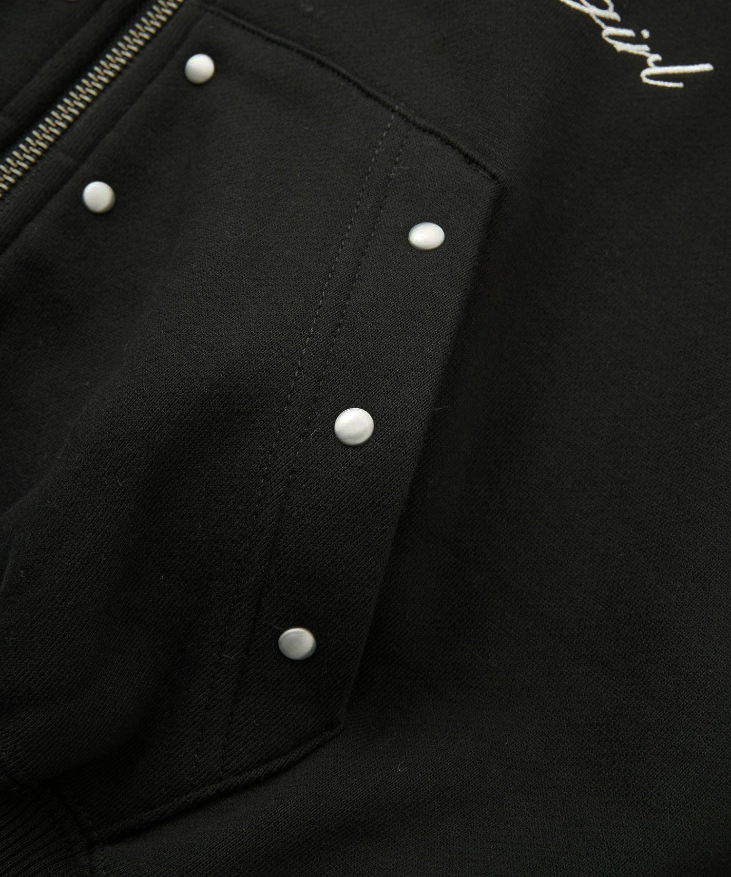 STUDDED ZIP UP SWEAT HOODIE