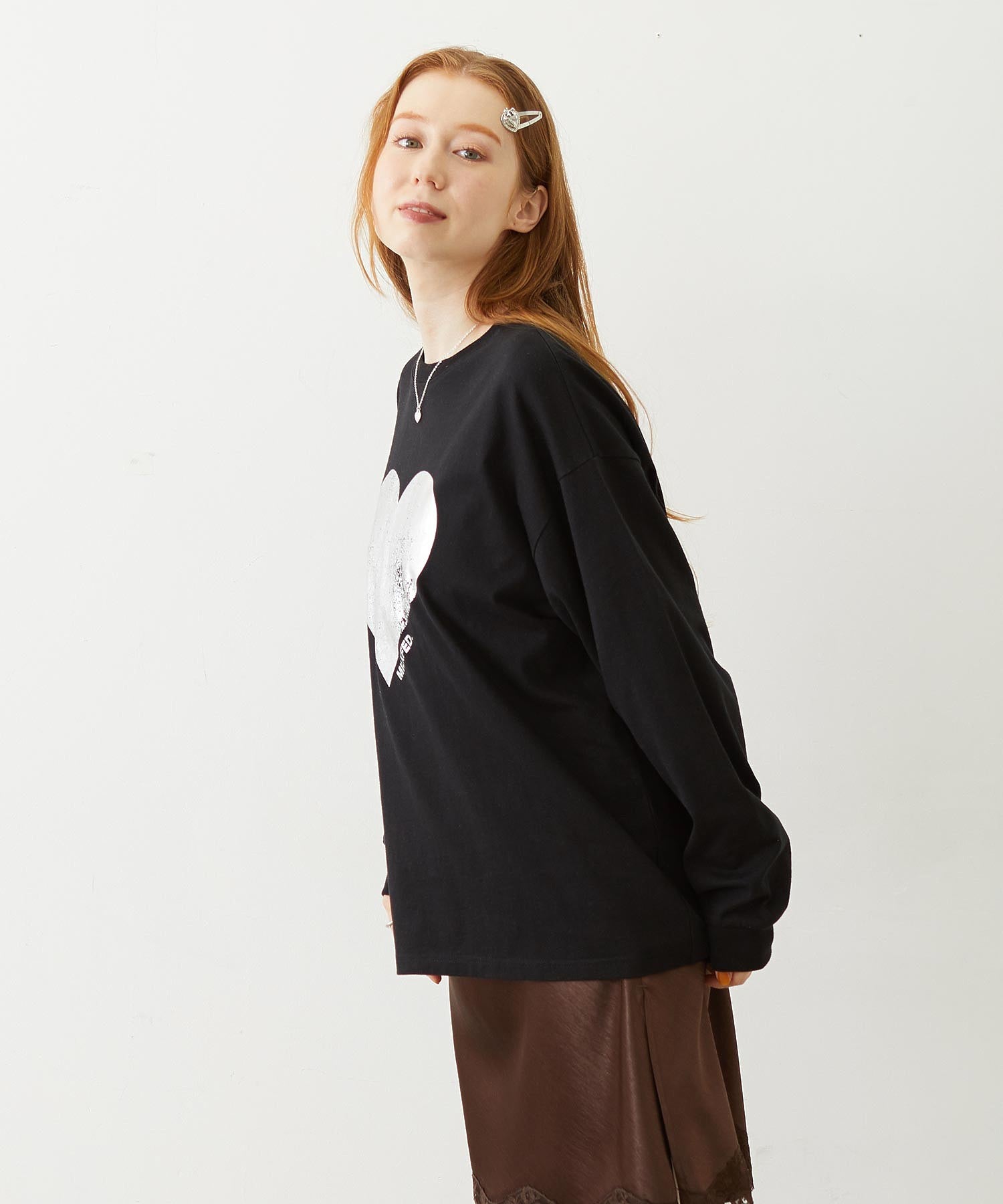 HEART FOIL PRINT L/S TEE