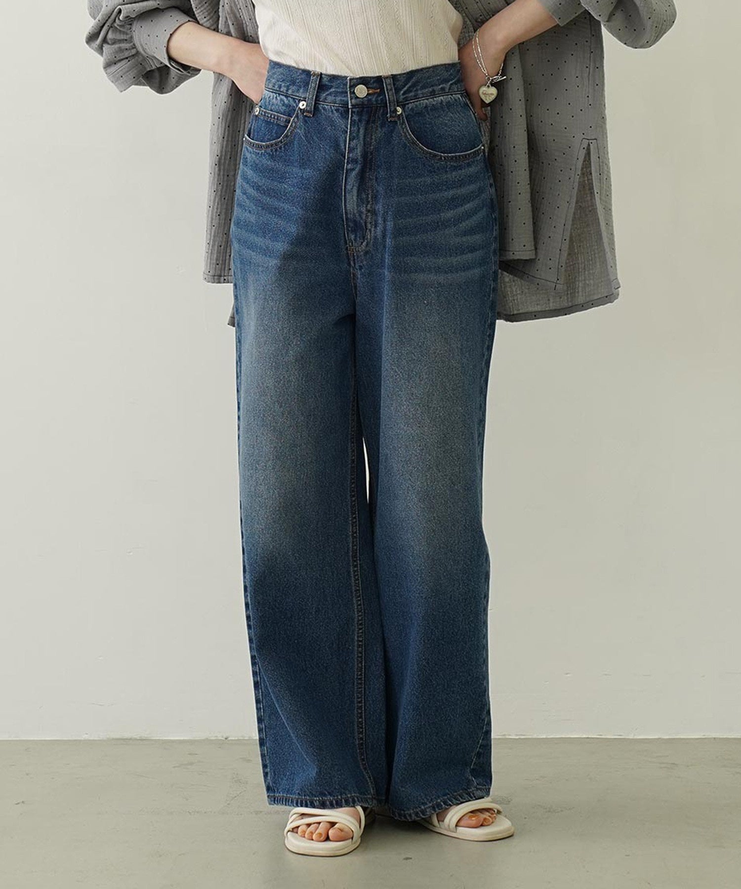 COOPER HEART WIDE DENIM PANTS