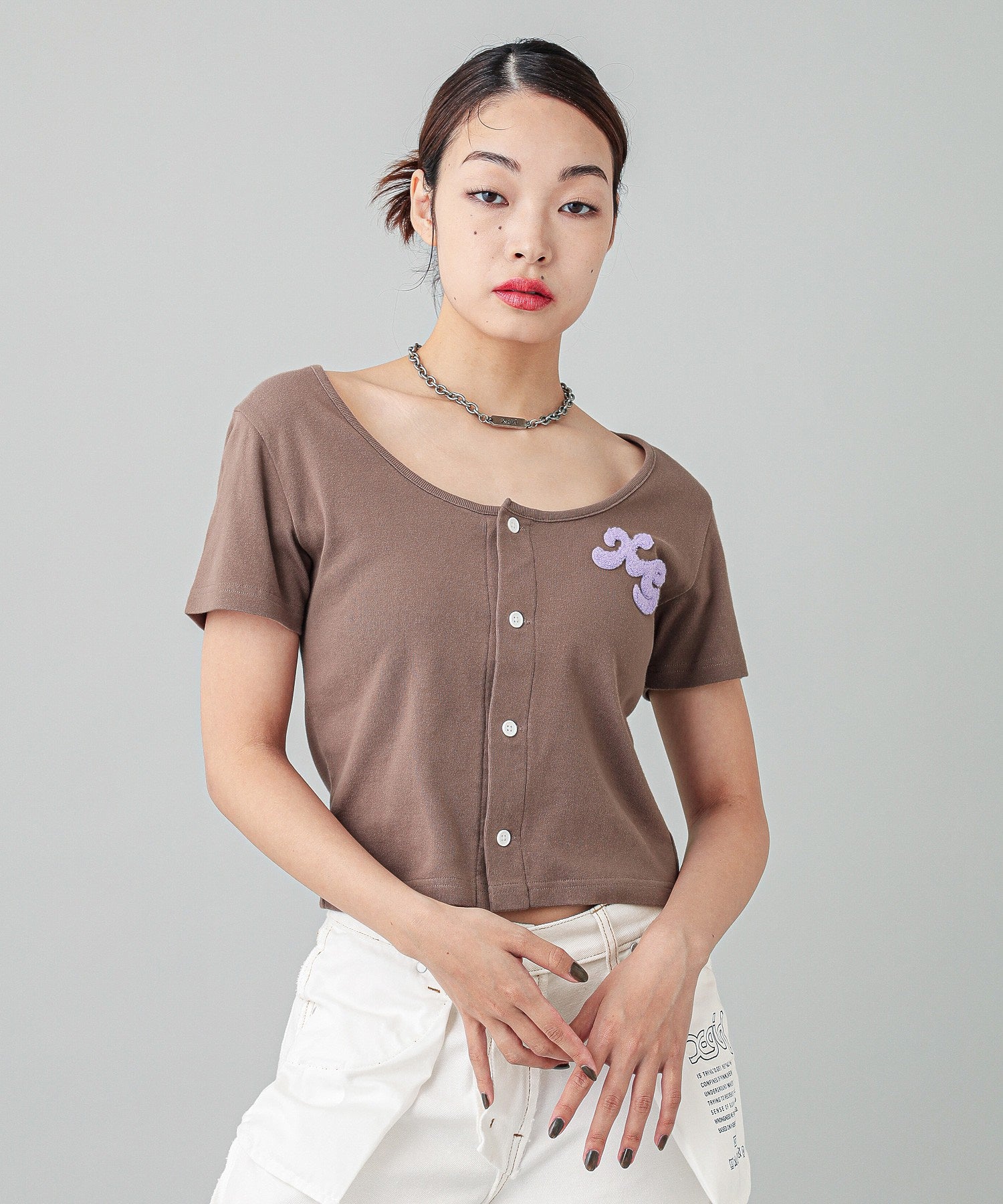 CHENILLE EMBROIDERED LOGO CARDIGAN