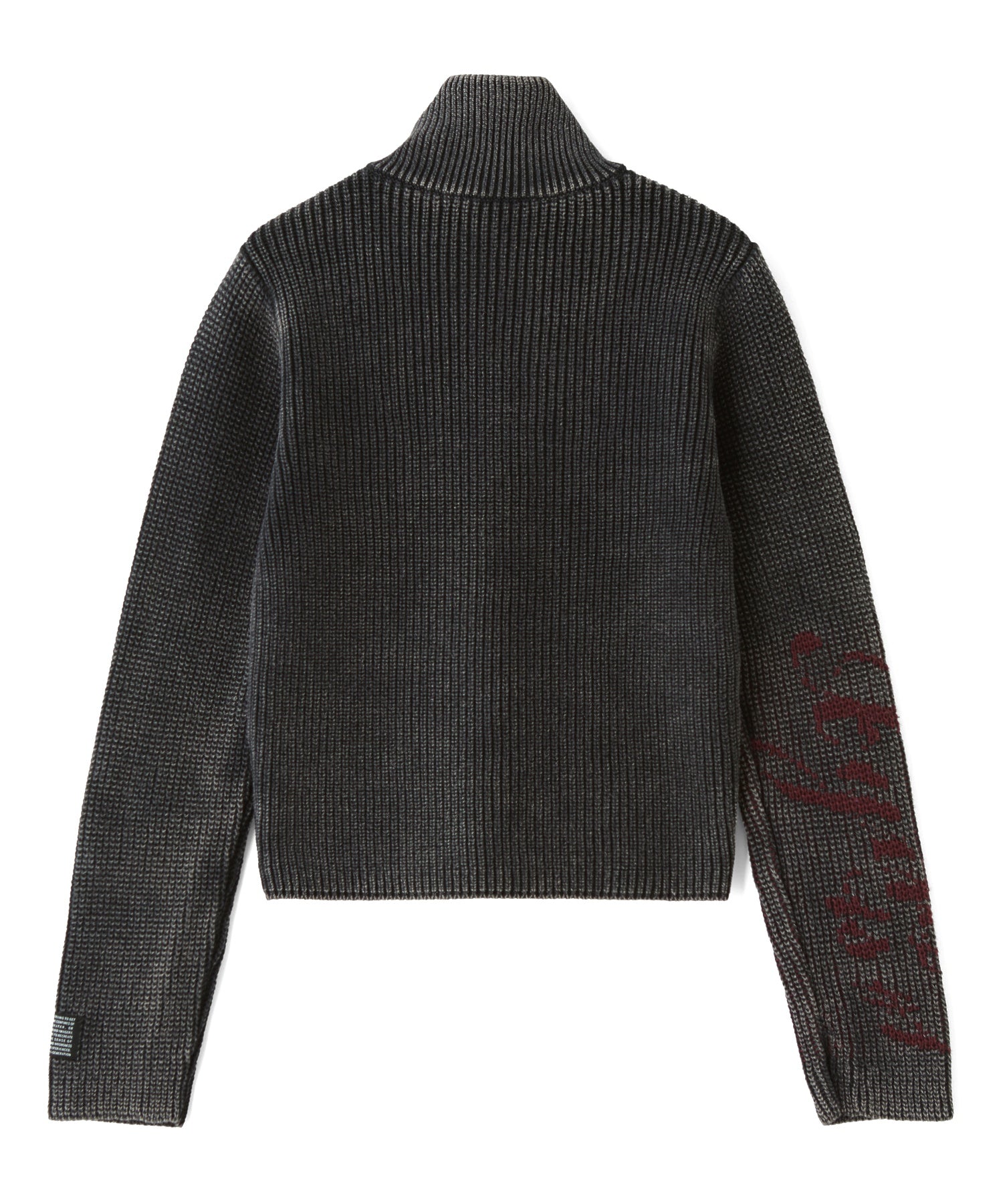 SLEEVE LOGO FADED ZIP UP KNIT TOP