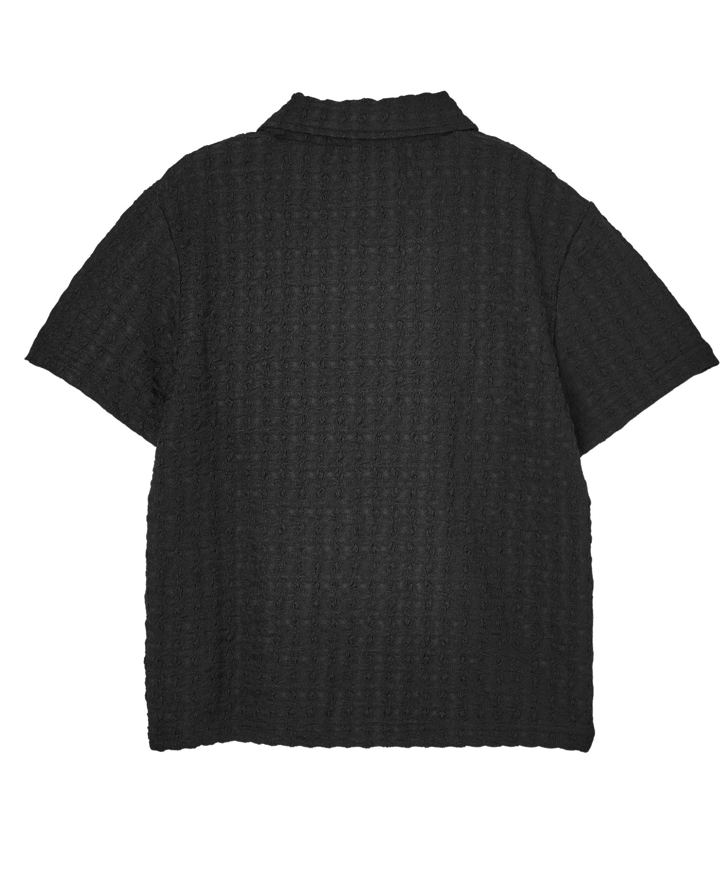 SCRIPT LOGO SHIRRED S/S ZIP UP TOP