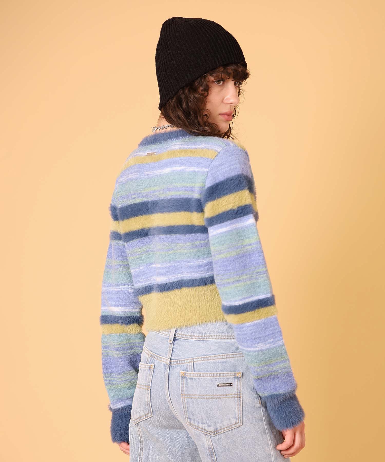 マルチボーダーシャギーカーディガン