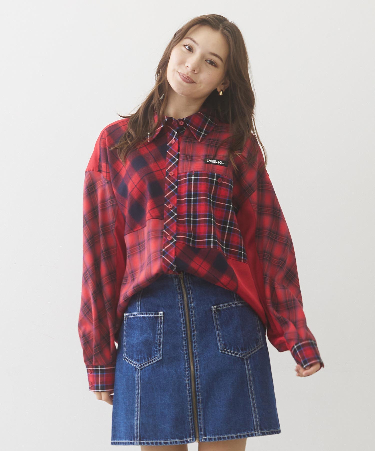 PLAID PATCHWORK SHIRT