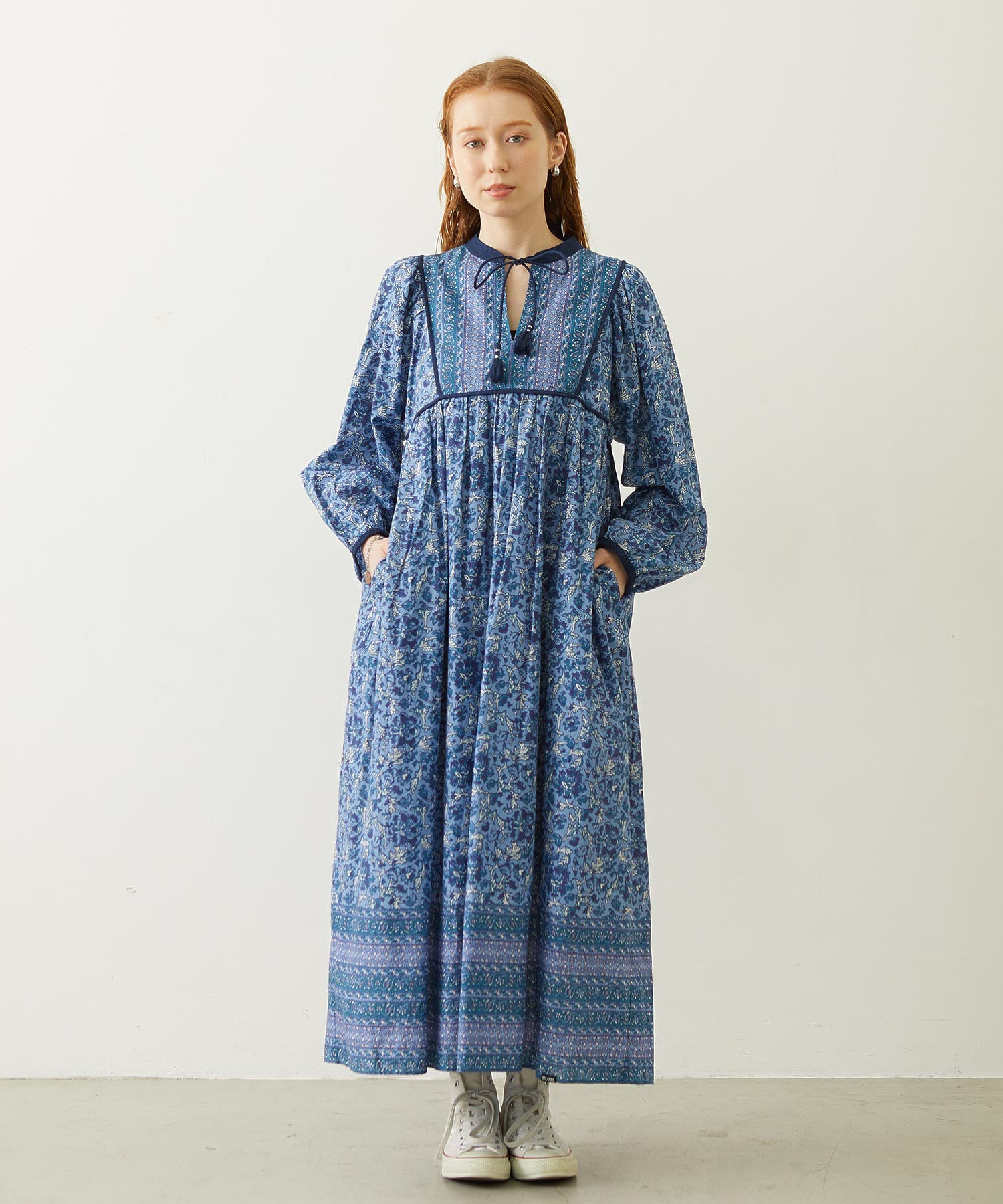 PRINTED TASSEL TIE DRESS