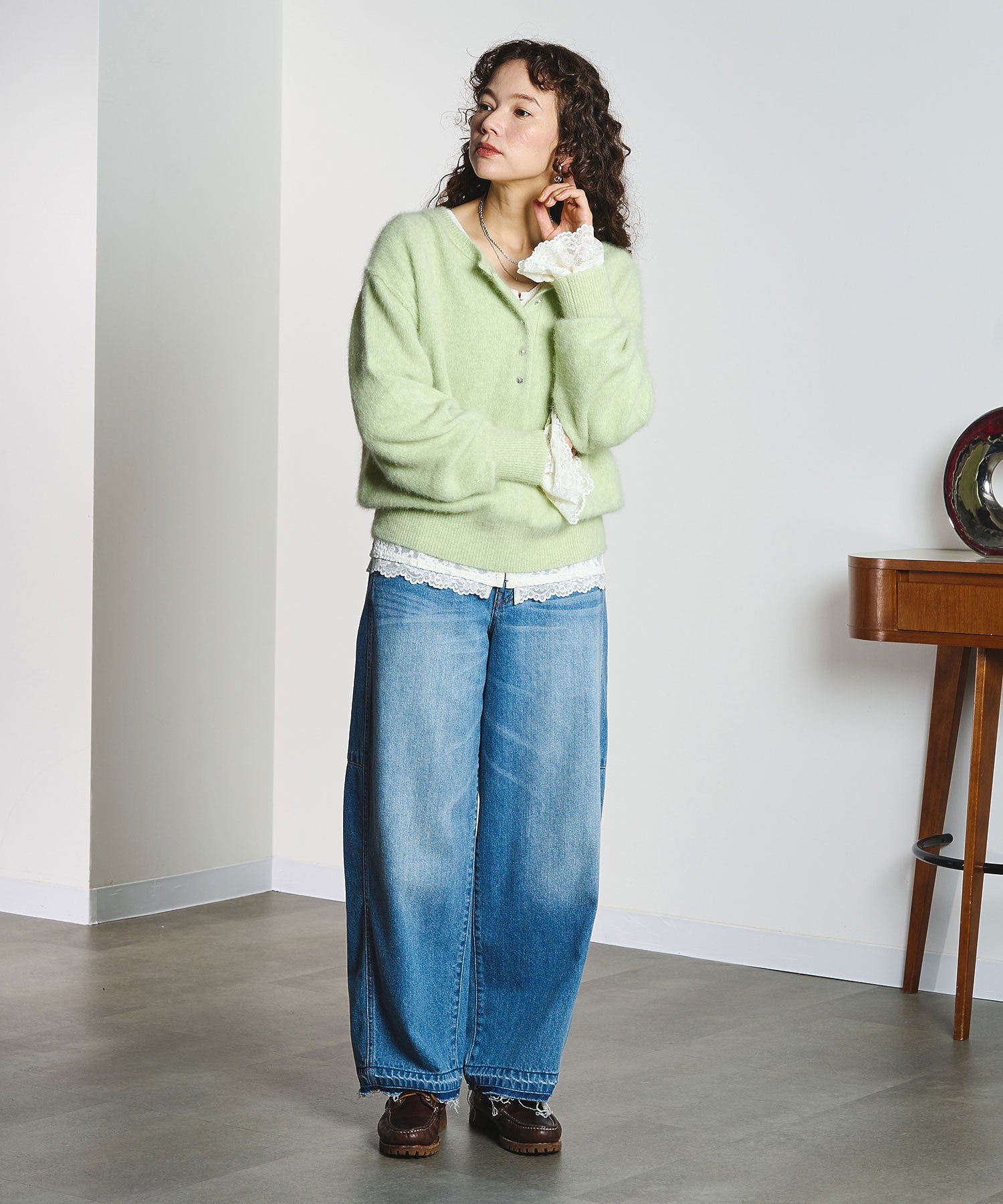 CREOLME/BARREL FIT DENIM PANTS