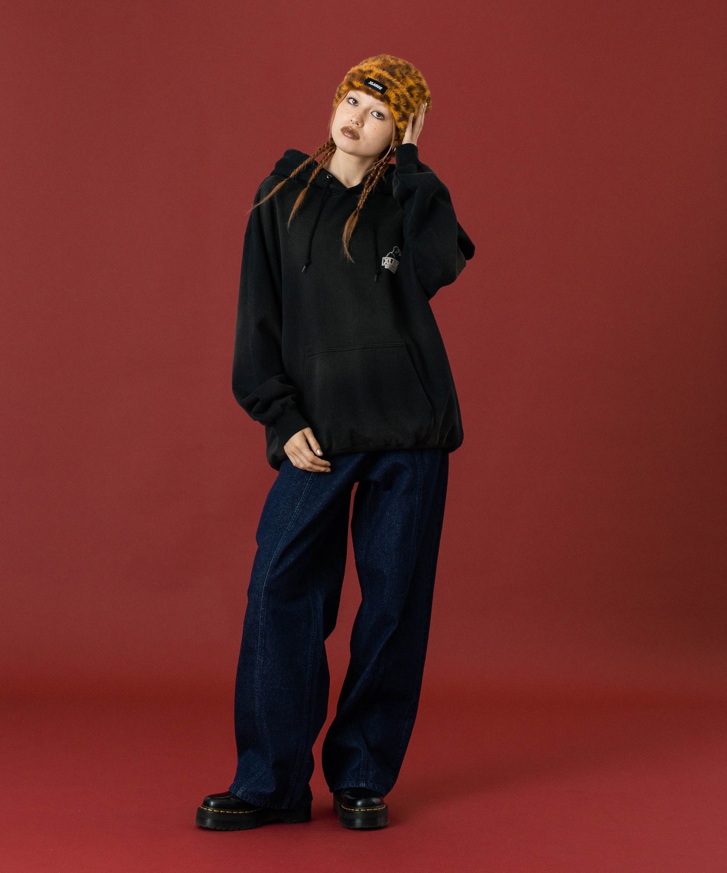 DISCHARGE PRINTED SLANTED OG HOODED SWEATSHIRT