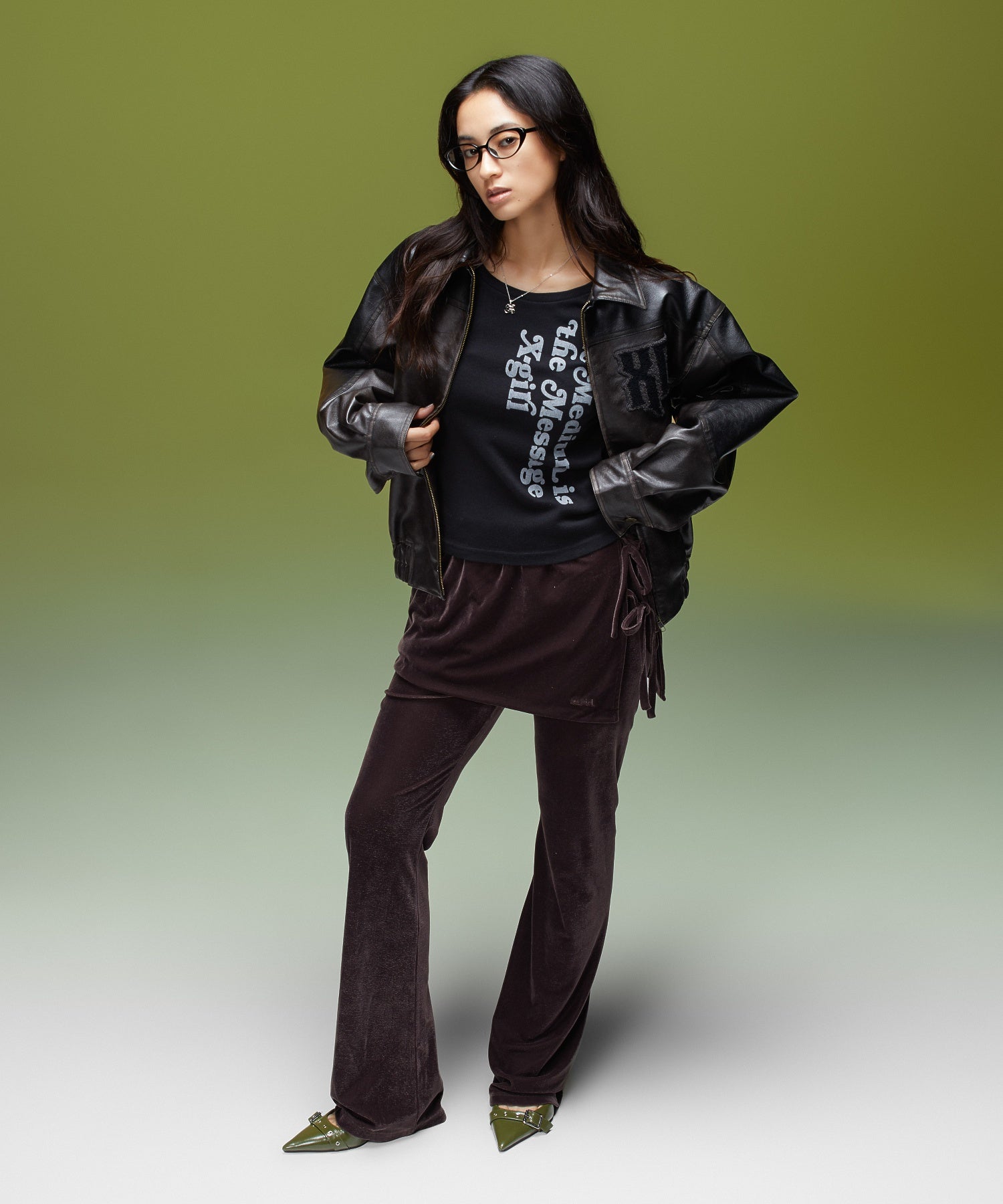 FAUX LEATHER LOGO PATCH JACKET