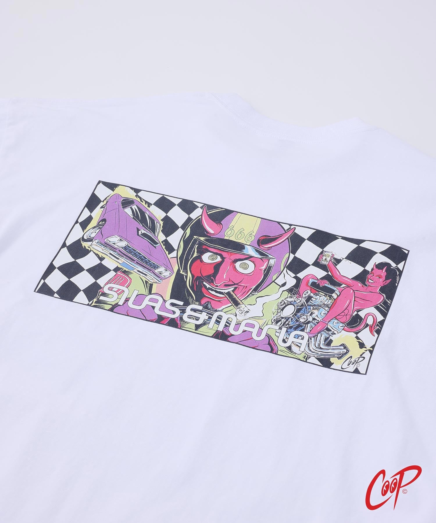 SILASxCOOP CHECKERED FLAG PRINT WIDE S/S TEE