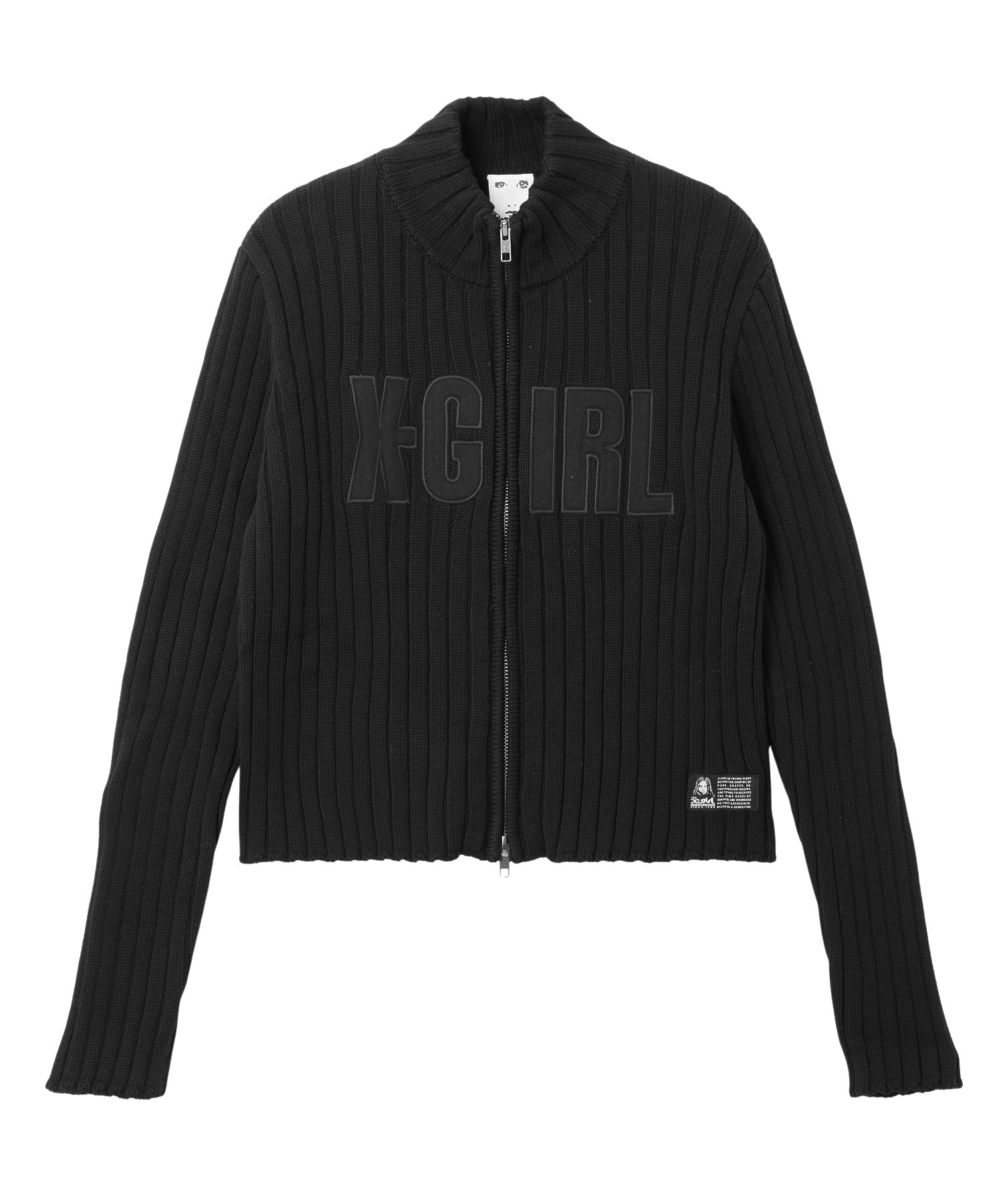 FADED PATCH ZIP UP KNIT TOP