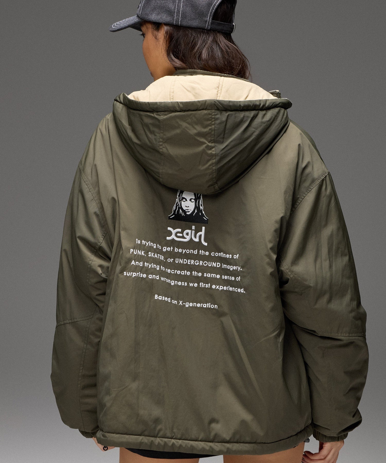 FACE EMBROIDERED PATCH REVERSIBLE JACKET