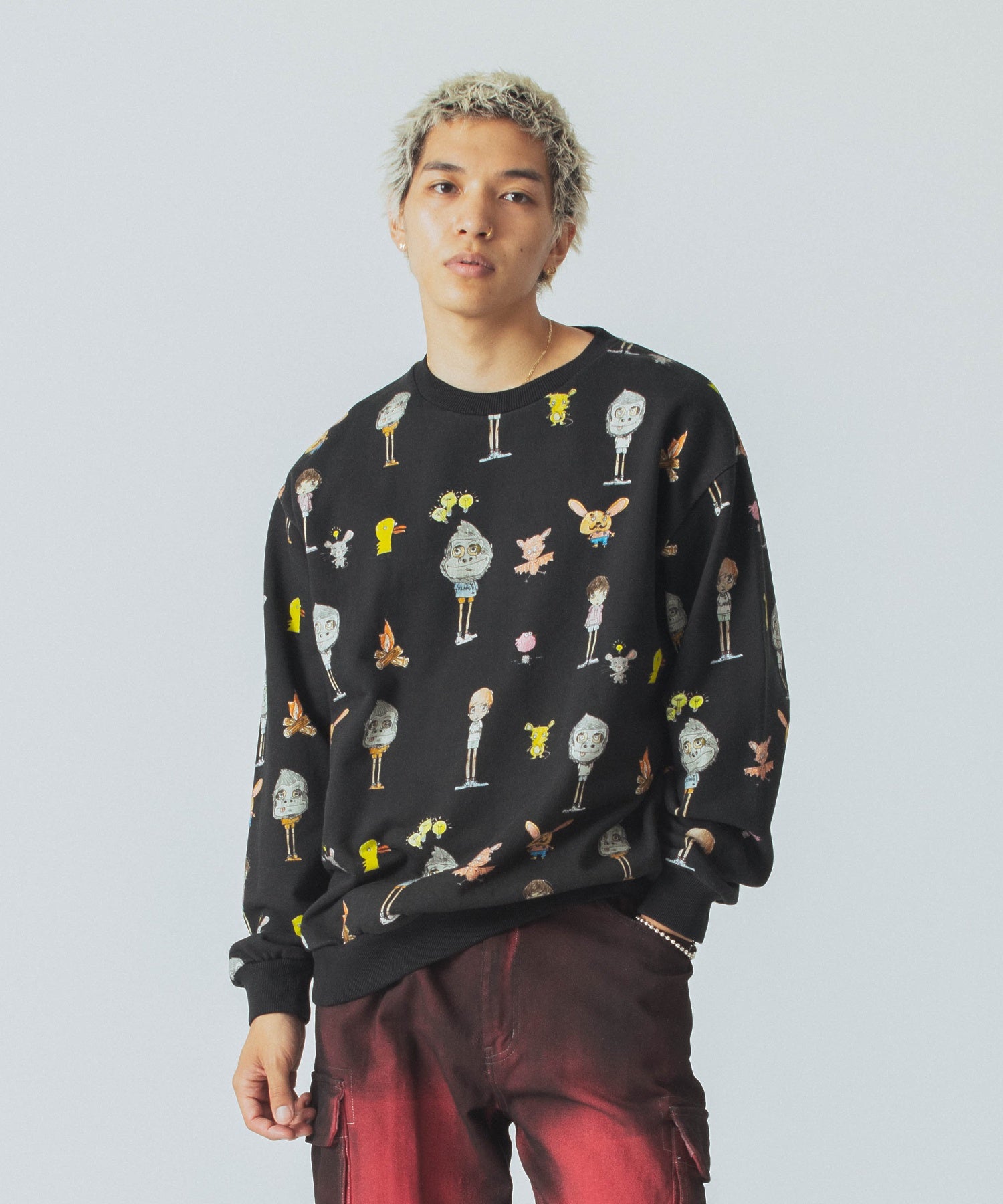 ALLOVER PRINT CREWNECK SWEATSHIRT