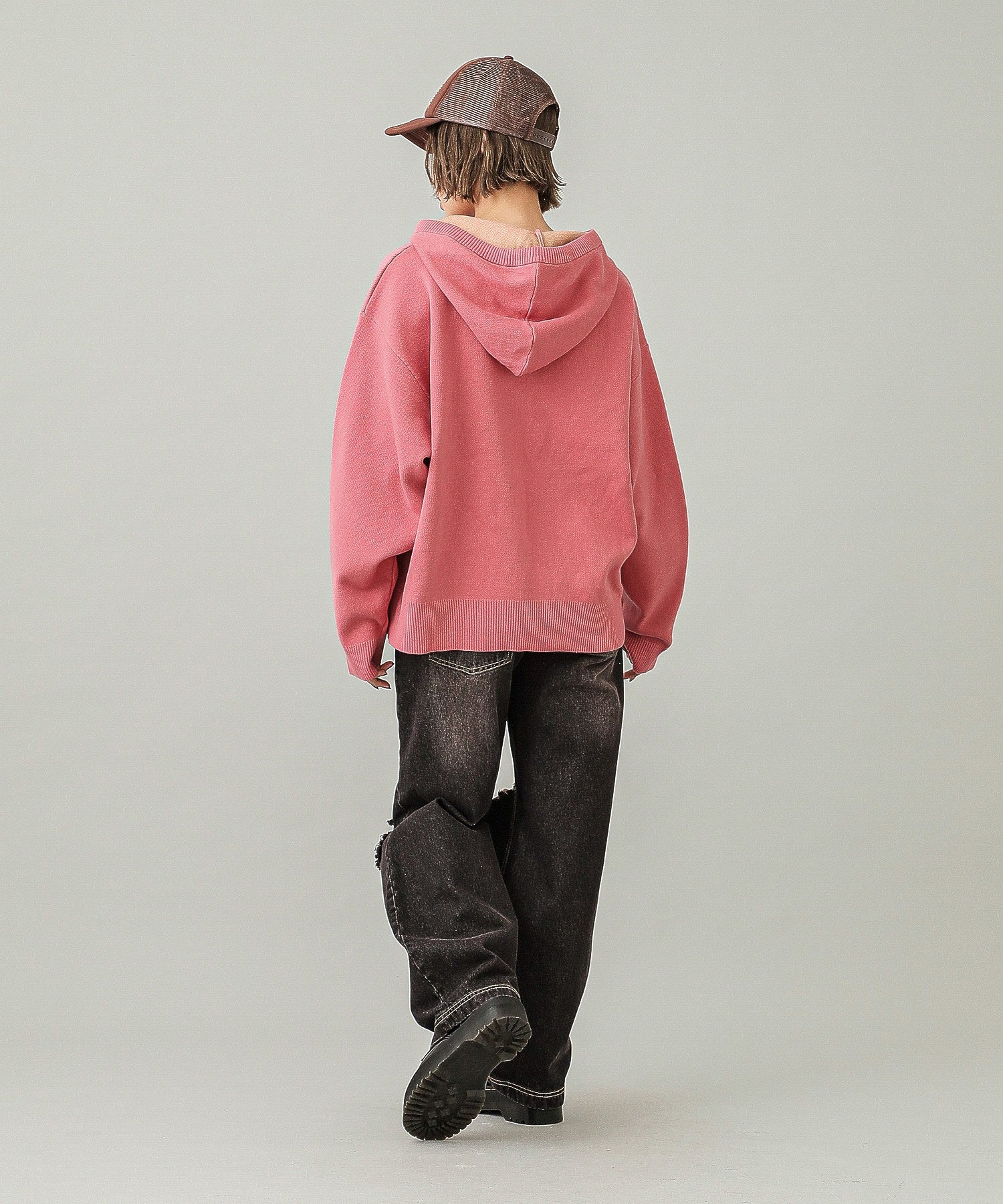 GRADIENT LOGO JACQUARD KNIT HOODIE