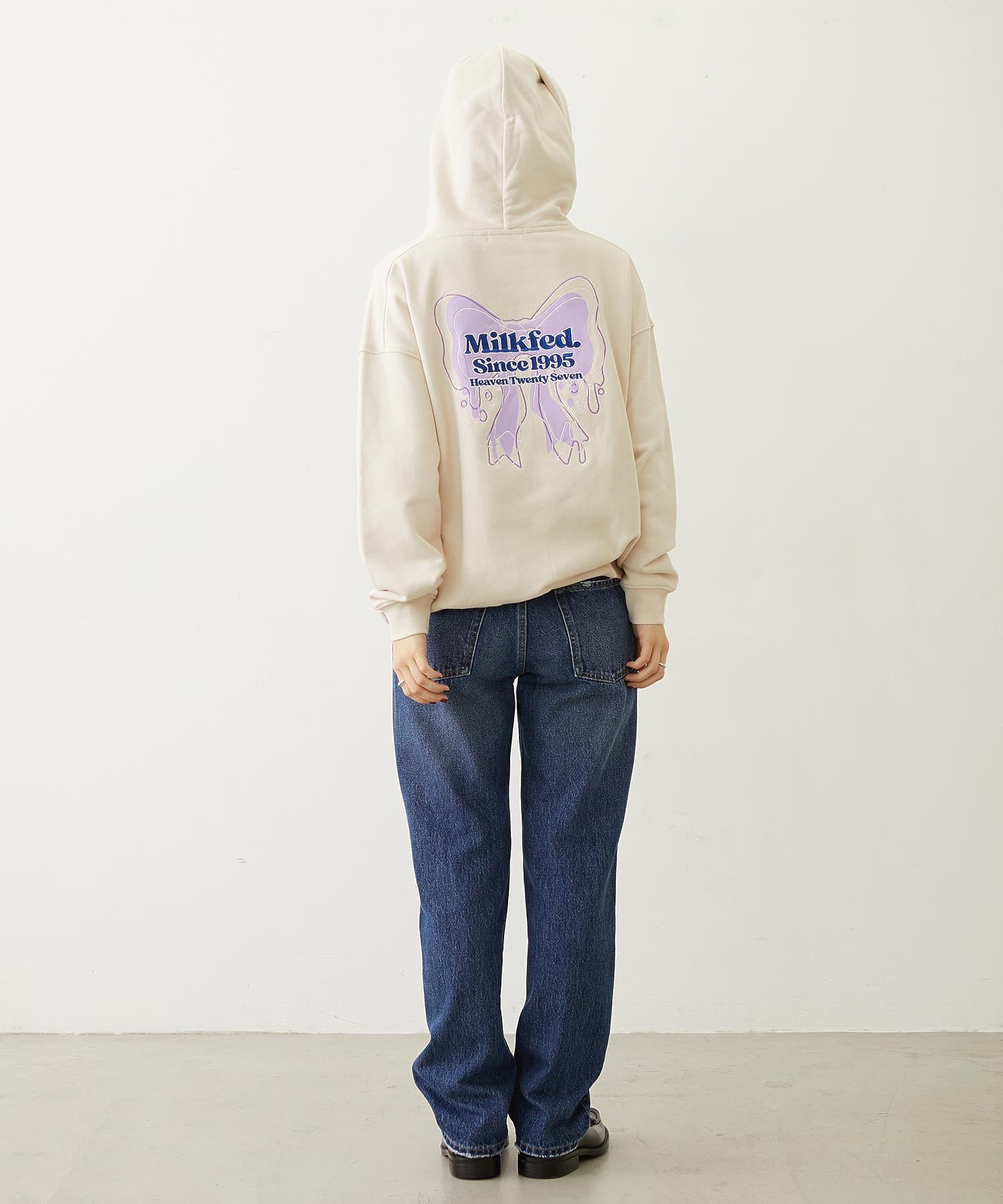 RIBBON EMBROIDERY SWEAT HOODIE