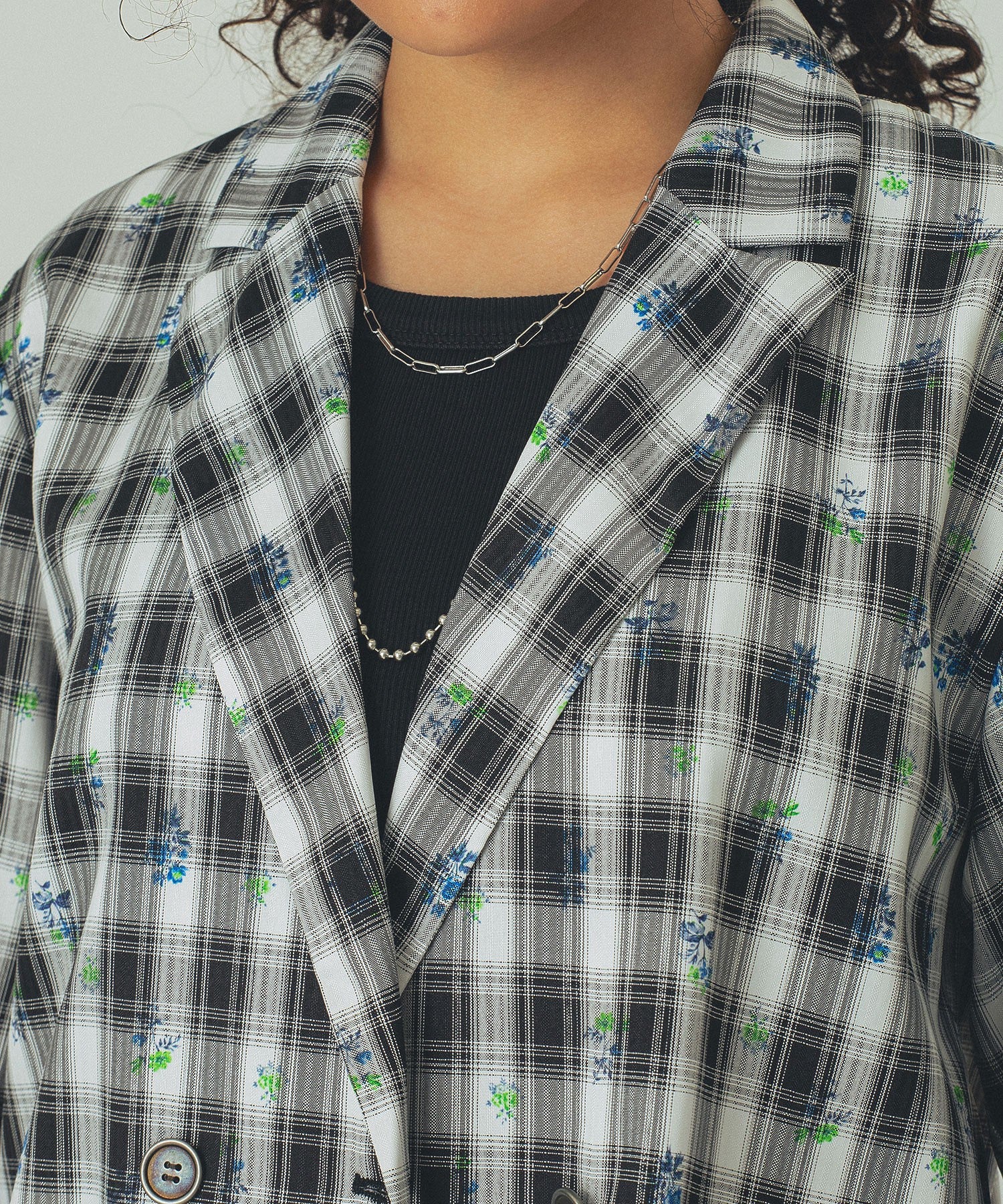 mag.by c/FLOWER PRINT CHECK SHIRT
