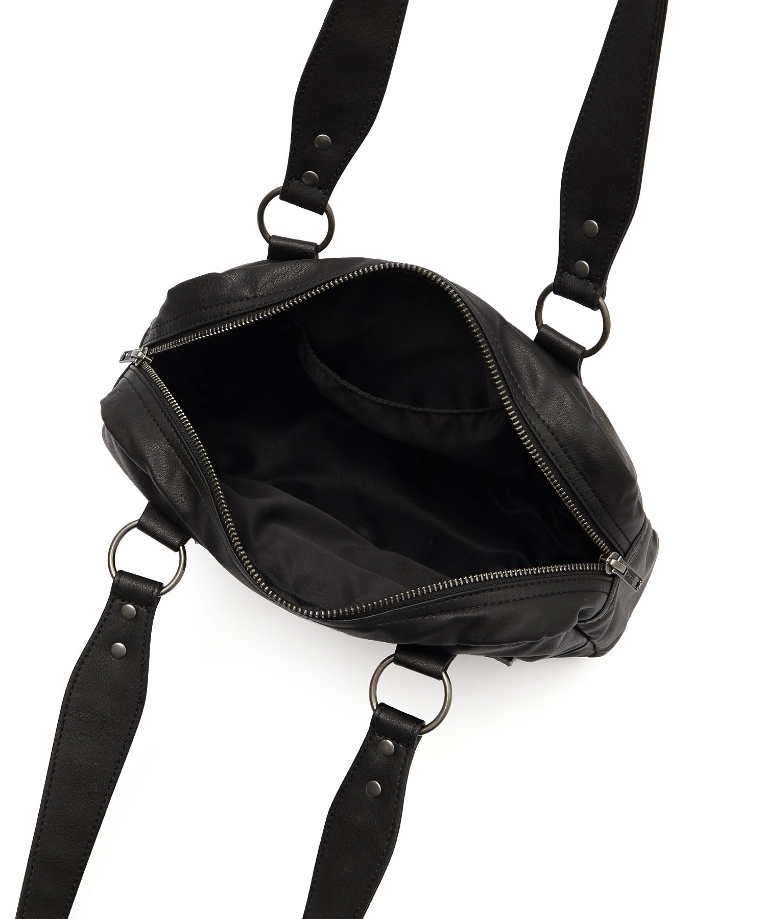 METAL LOGO PLATE FAUX LEATHER HANDBAG