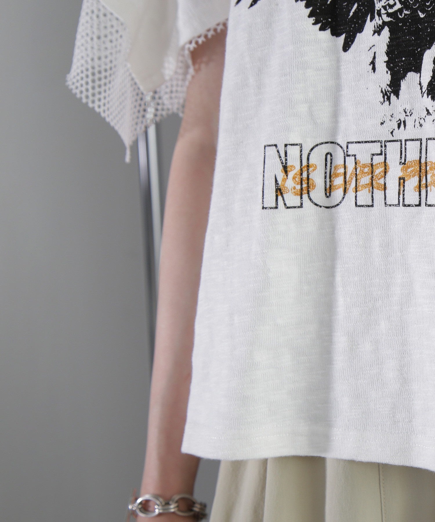 メッシュレイヤード スリーブ Tシャツ