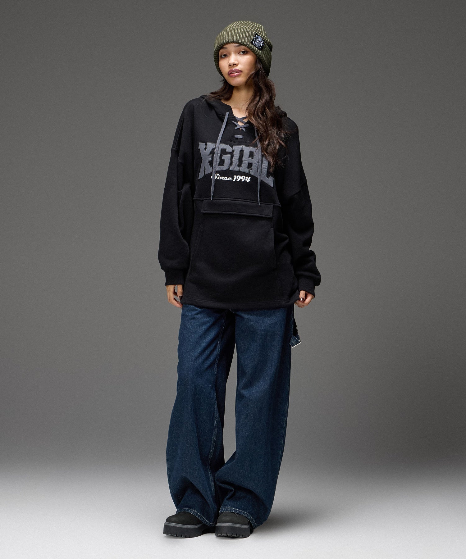 LOOP WITH BUCKLE WIDE LEG DENIM PANTS