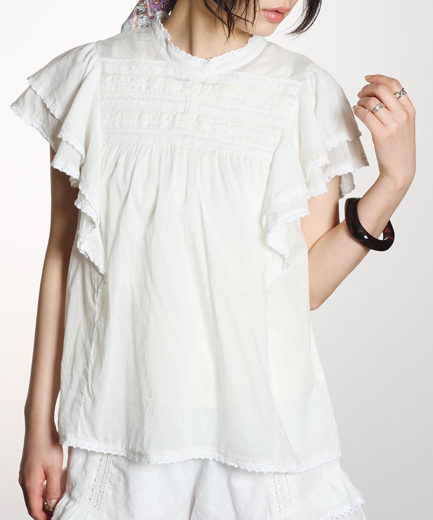 SLEEVE FRILL BLOUSE