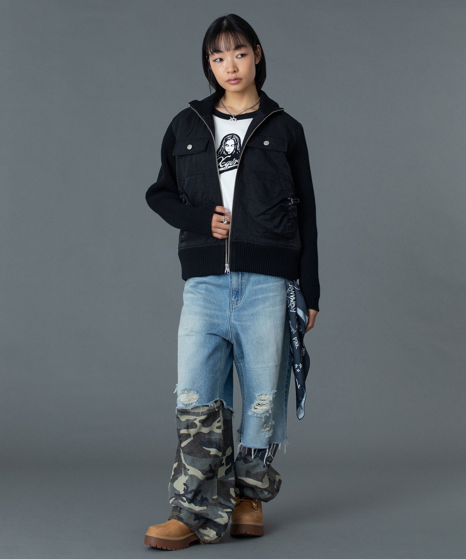 RIBBED SLEEVE WOVEN JACKET