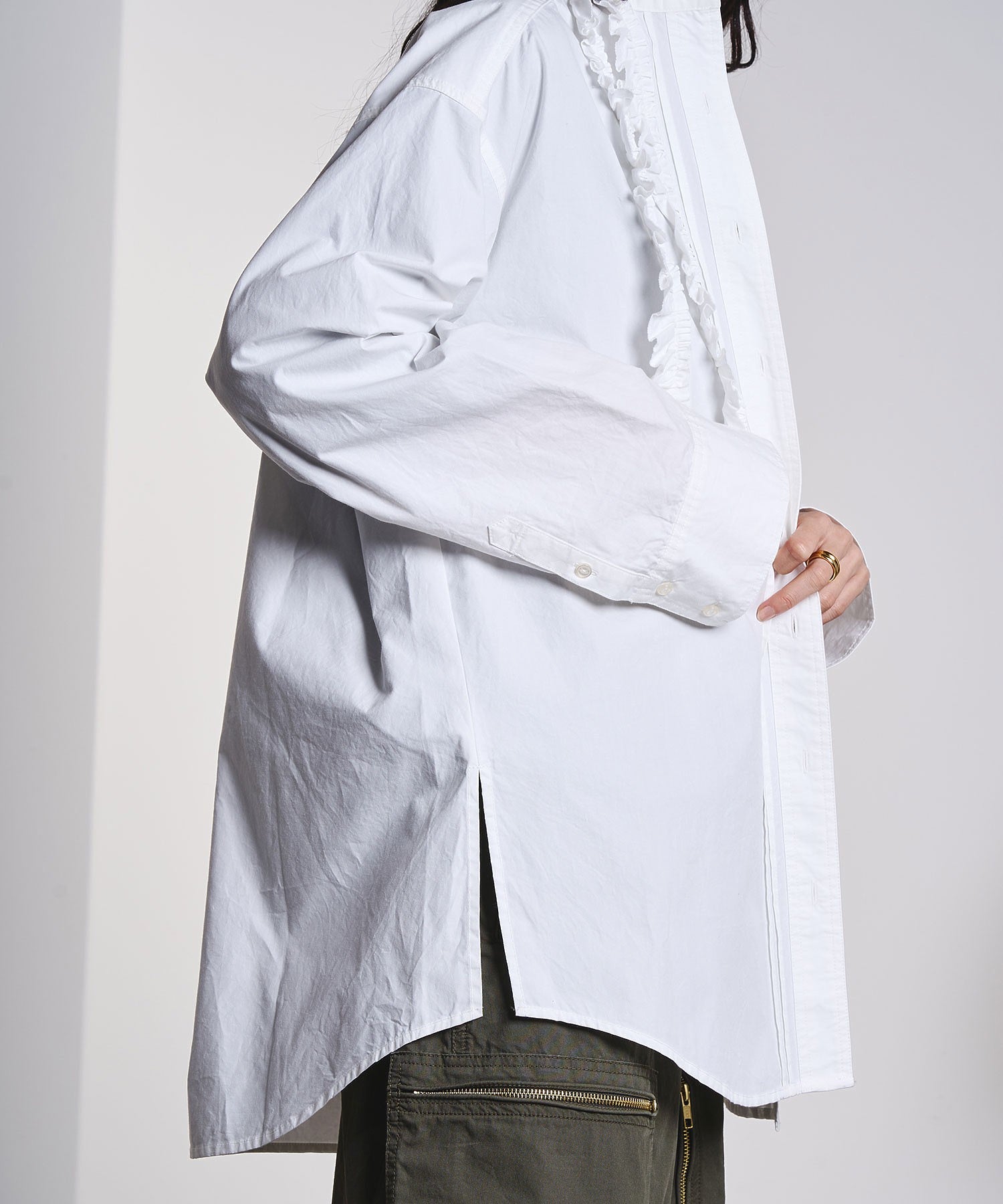 CREOLME/COTTON FRILL SHIRT