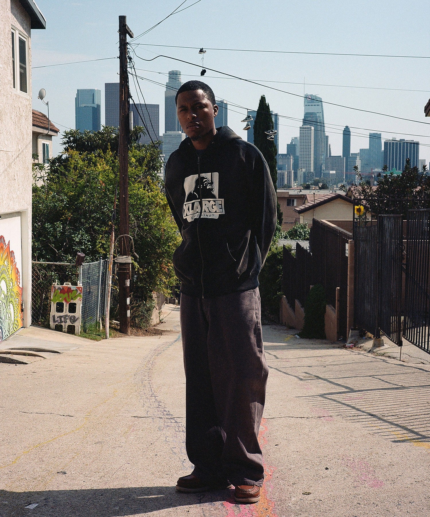 DISCHARGE PRINTED OG ZIP HOODED SWEATSHIRT