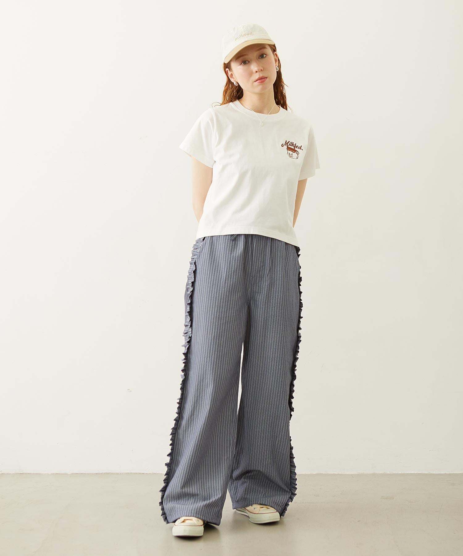 STRIPED RUFFLE PANTS