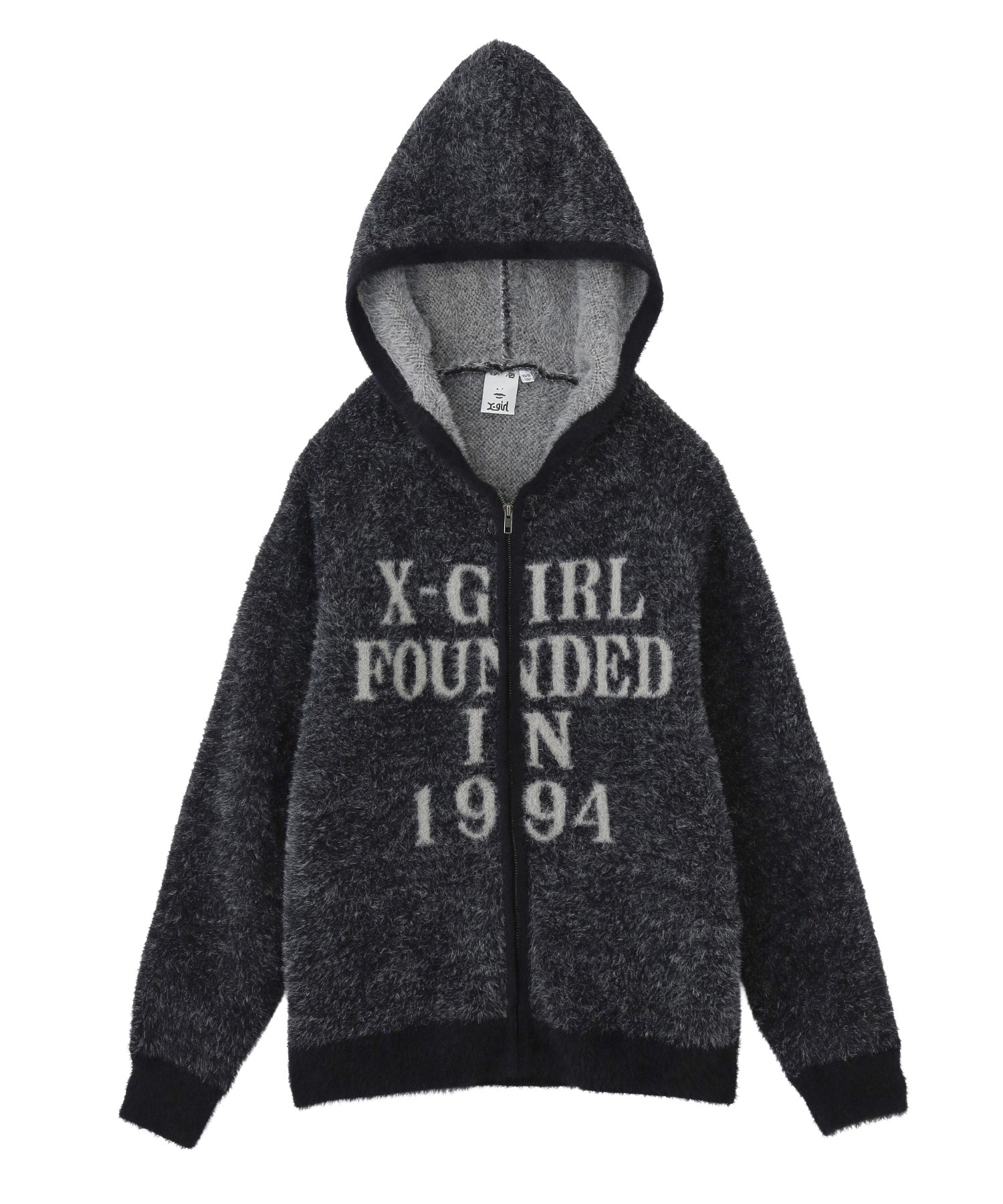 SHAGGY KNIT ZIP UP HOODIE