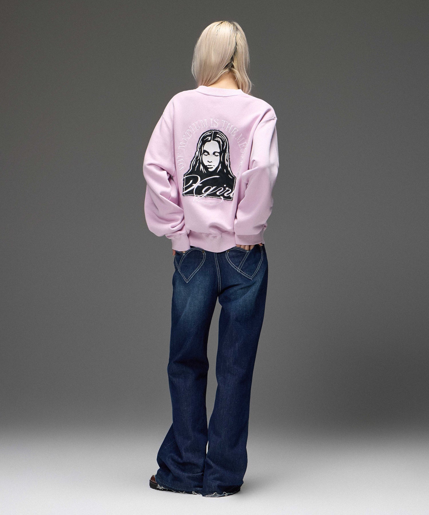 HEART POCKET FLARE DENIM PANTS