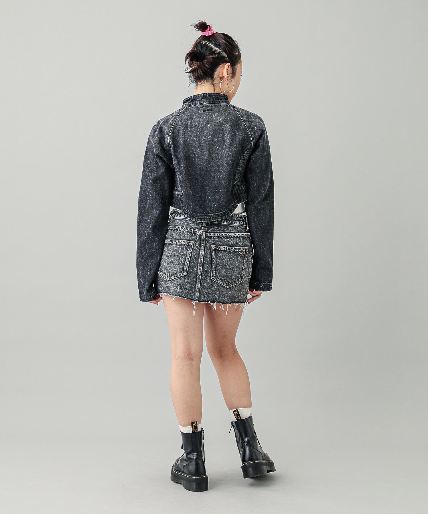 ZIP UP STAND COLLAR DENIM JACKET