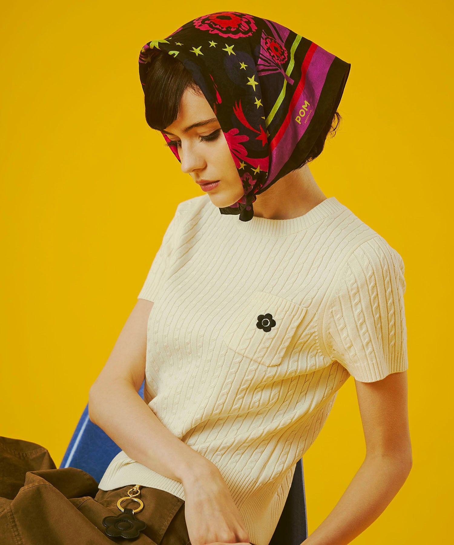 【レッドROSE BUD別注カラー】MARY QUANT/CABLE HALF SLEEVE KNIT