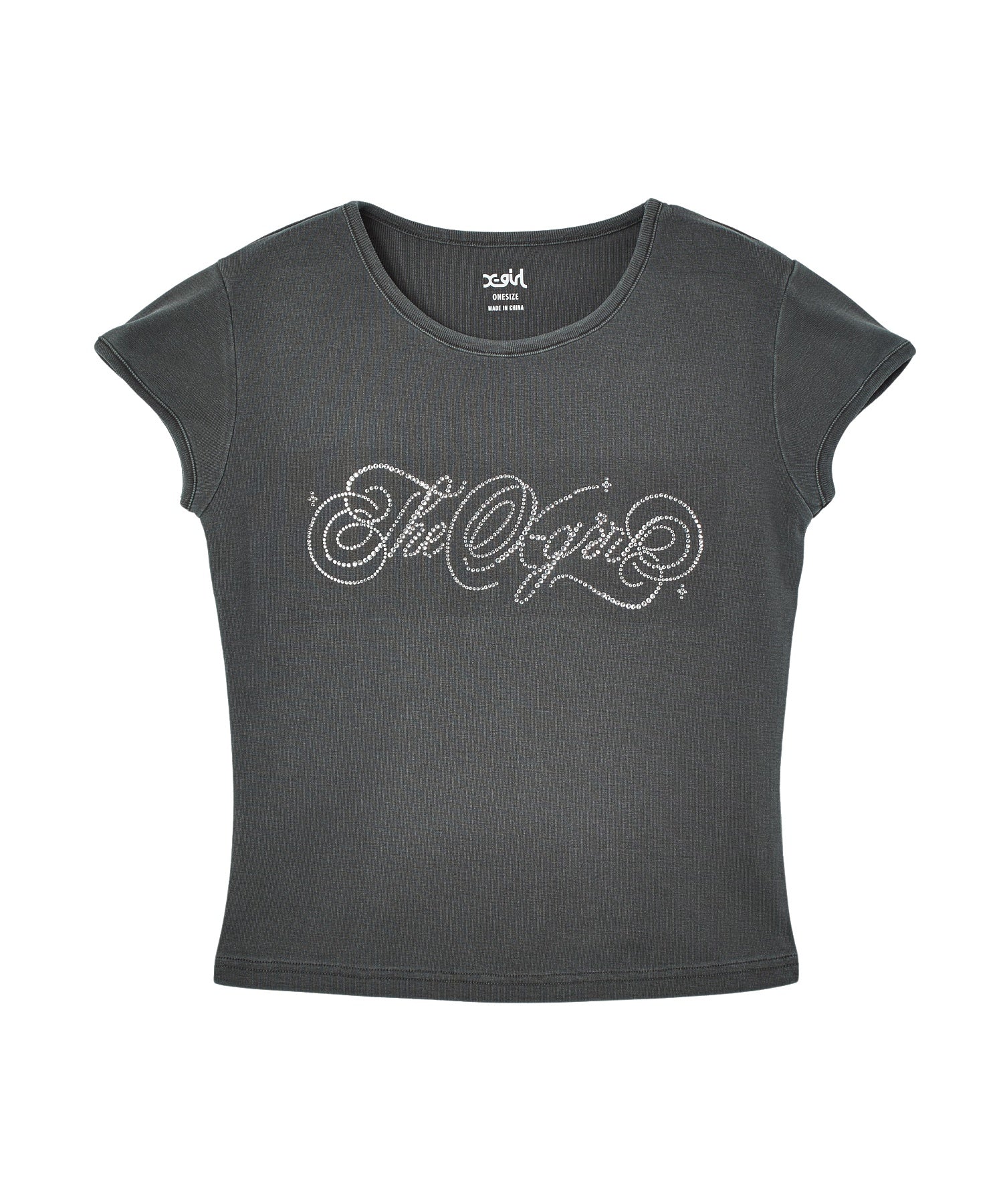 RHINESTONE DECORATIVE SCRIPT LOGO S/S BABY TEE