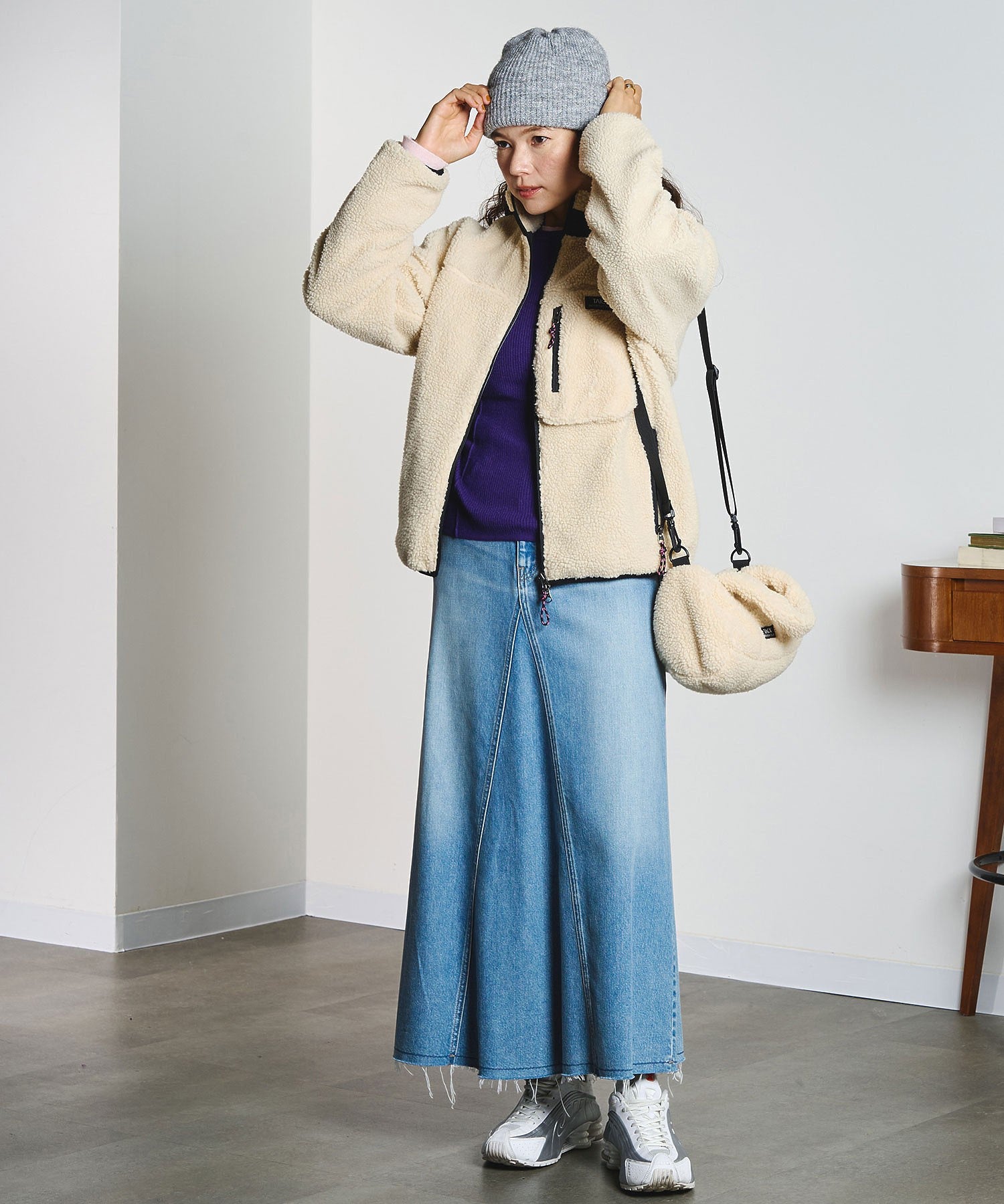PANEL DENIM LONG SKIRT