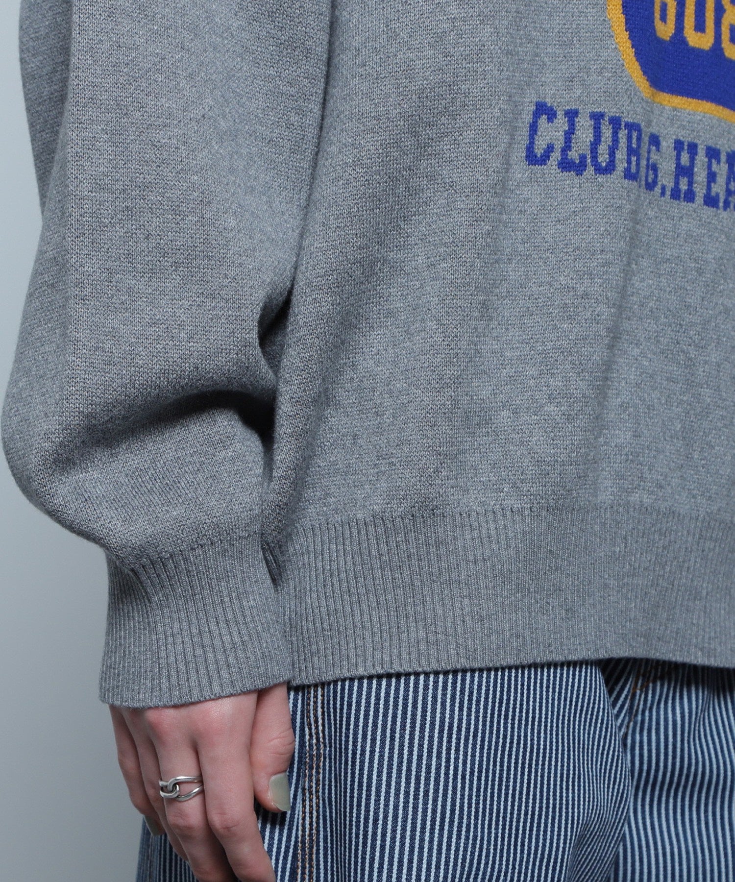 GENE HEAVENS/カレッジライクロゴ ジャカードニット