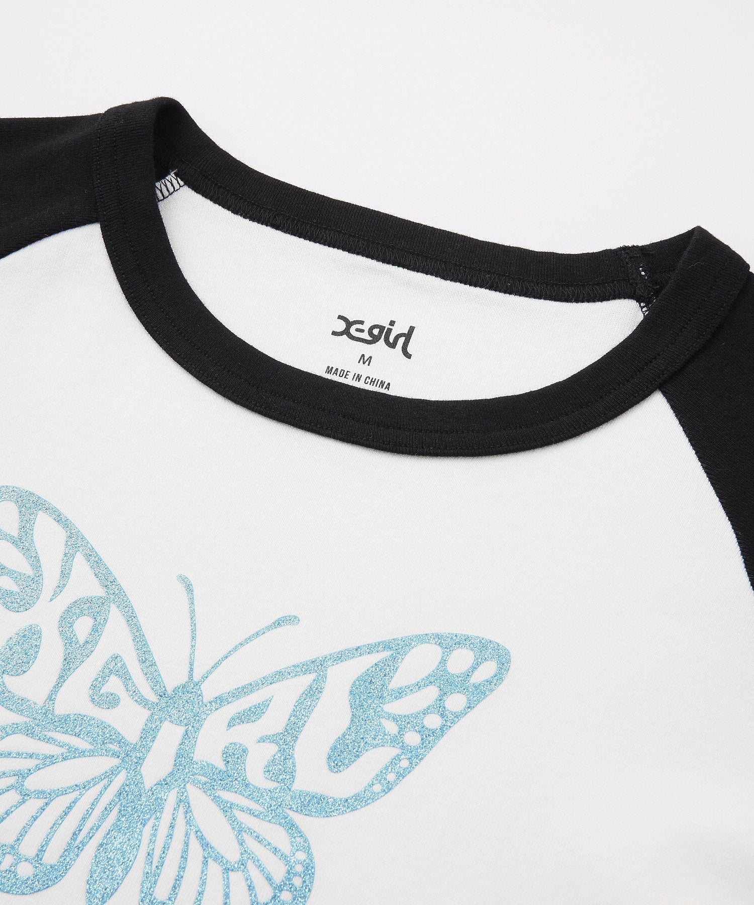 GLITTER BUTTERFLY RAGLAN S/S BABY TEE