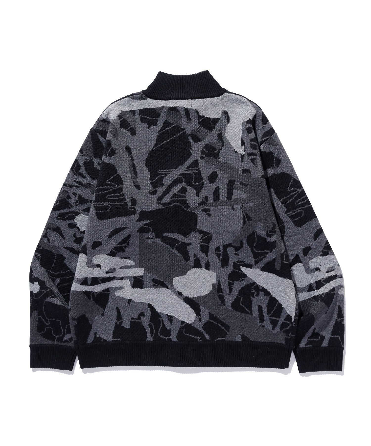 GEOMETRIC ZIP UP KNIT SWEATER